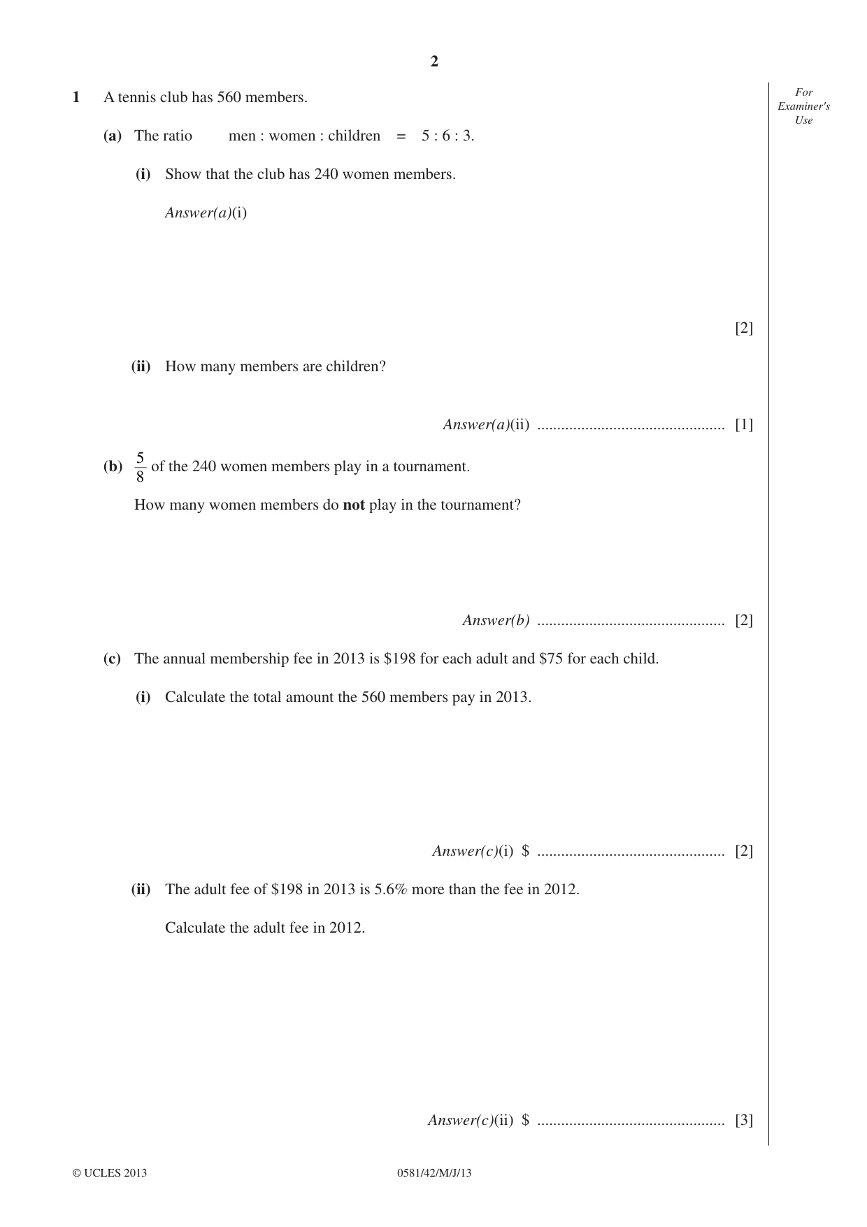 Cambridge IGCSE Mathematics (with coursework) 0581 2013 May/June Paper 4 · Variant 2 question paper, page 2 of 20