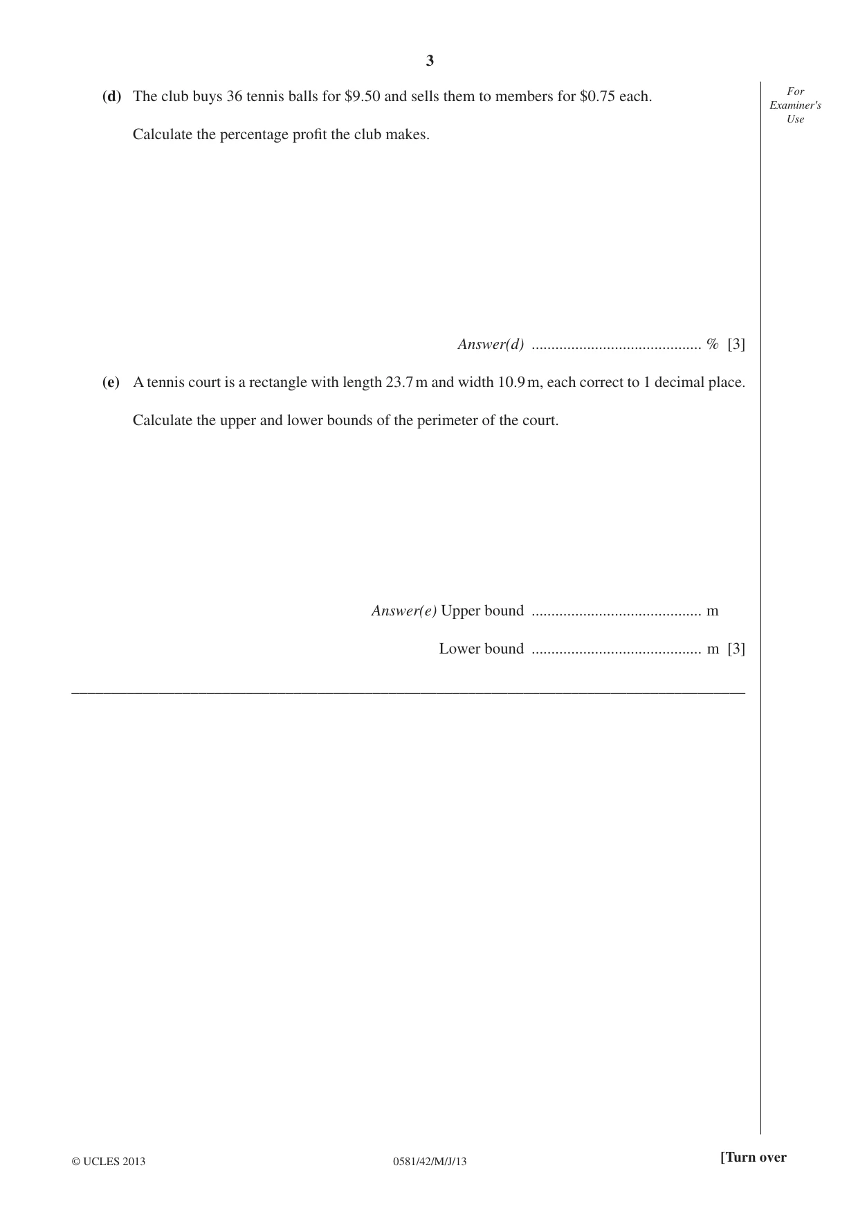 Cambridge IGCSE Mathematics (with coursework) 0581 2013 May/June Paper 4 · Variant 2 question paper, page 3 of 20