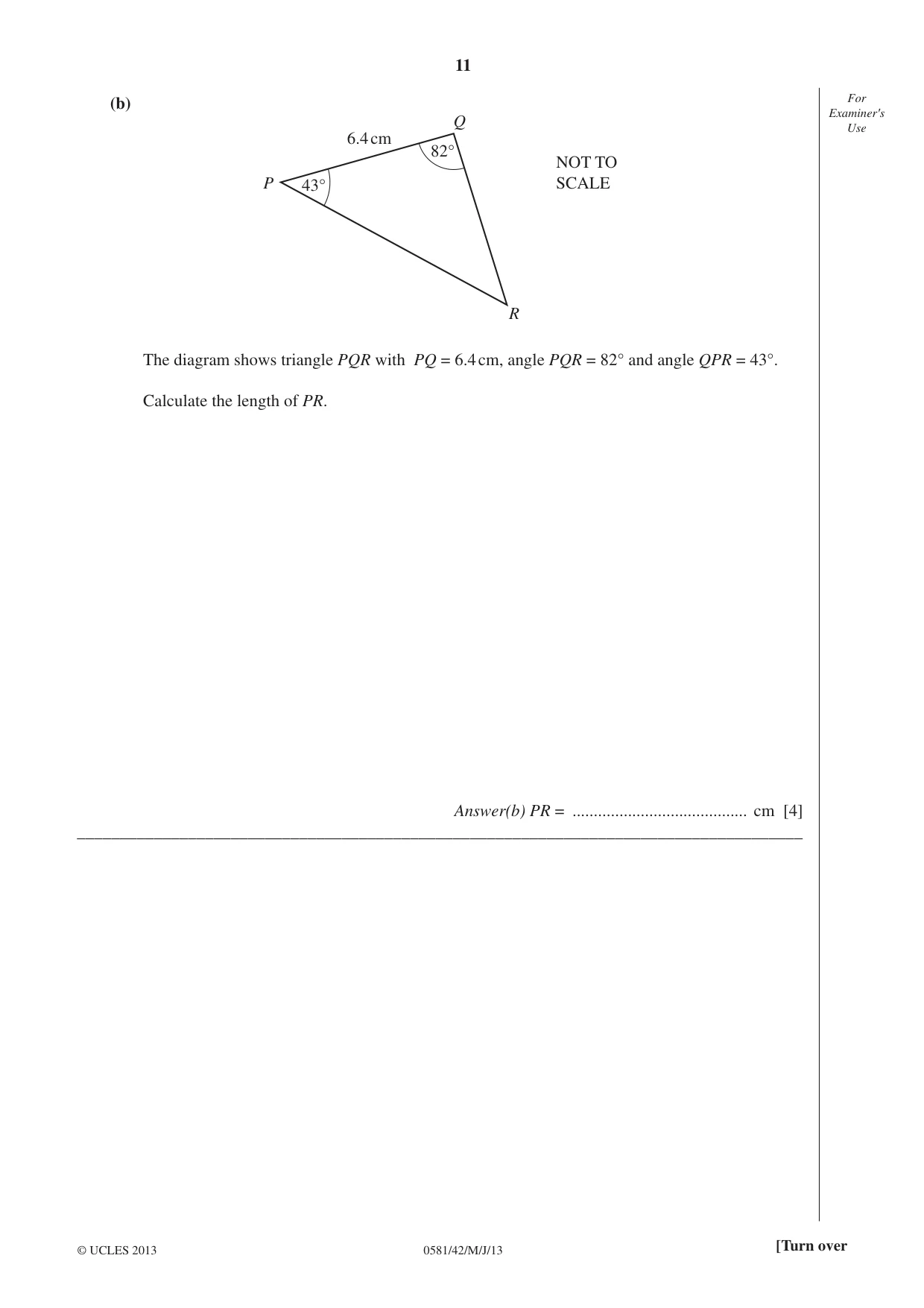 Cambridge IGCSE Mathematics (with coursework) 0581 2013 May/June Paper 4 · Variant 2 question paper, page 11 of 20