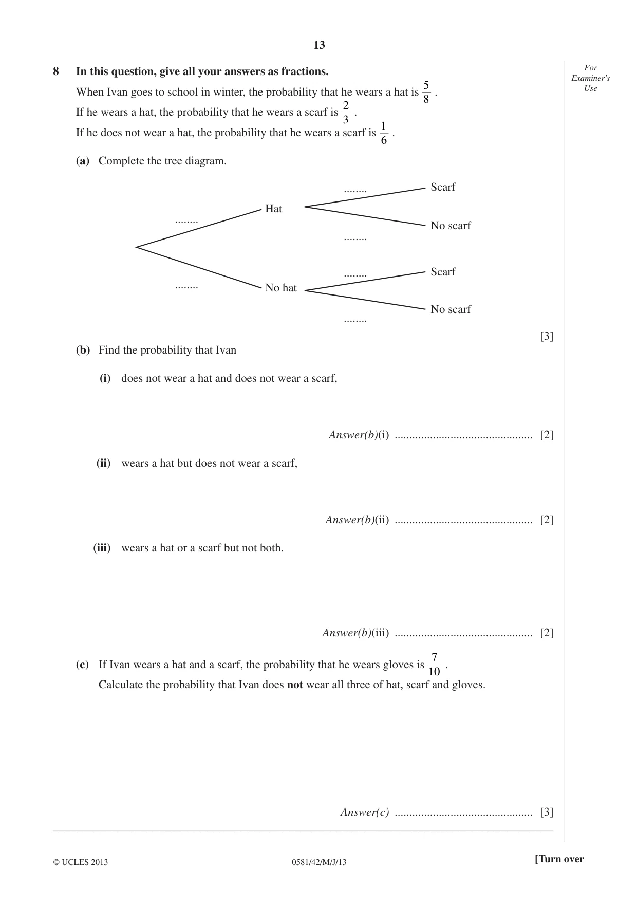 Cambridge IGCSE Mathematics (with coursework) 0581 2013 May/June Paper 4 · Variant 2 question paper, page 13 of 20
