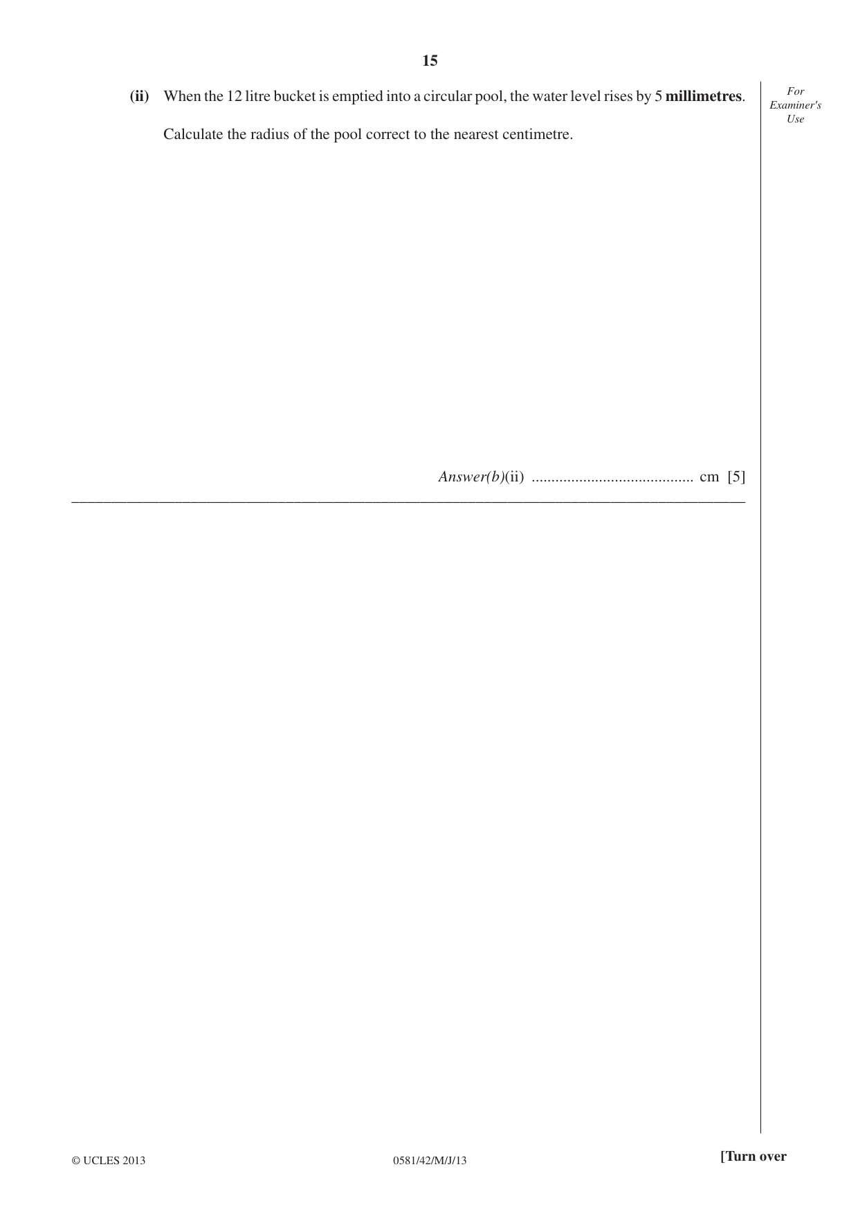 Cambridge IGCSE Mathematics (with coursework) 0581 2013 May/June Paper 4 · Variant 2 question paper, page 15 of 20