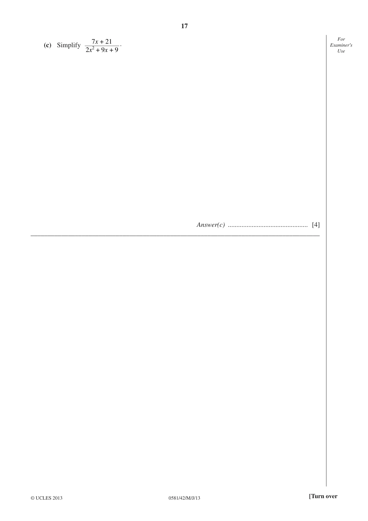 Cambridge IGCSE Mathematics (with coursework) 0581 2013 May/June Paper 4 · Variant 2 question paper, page 17 of 20
