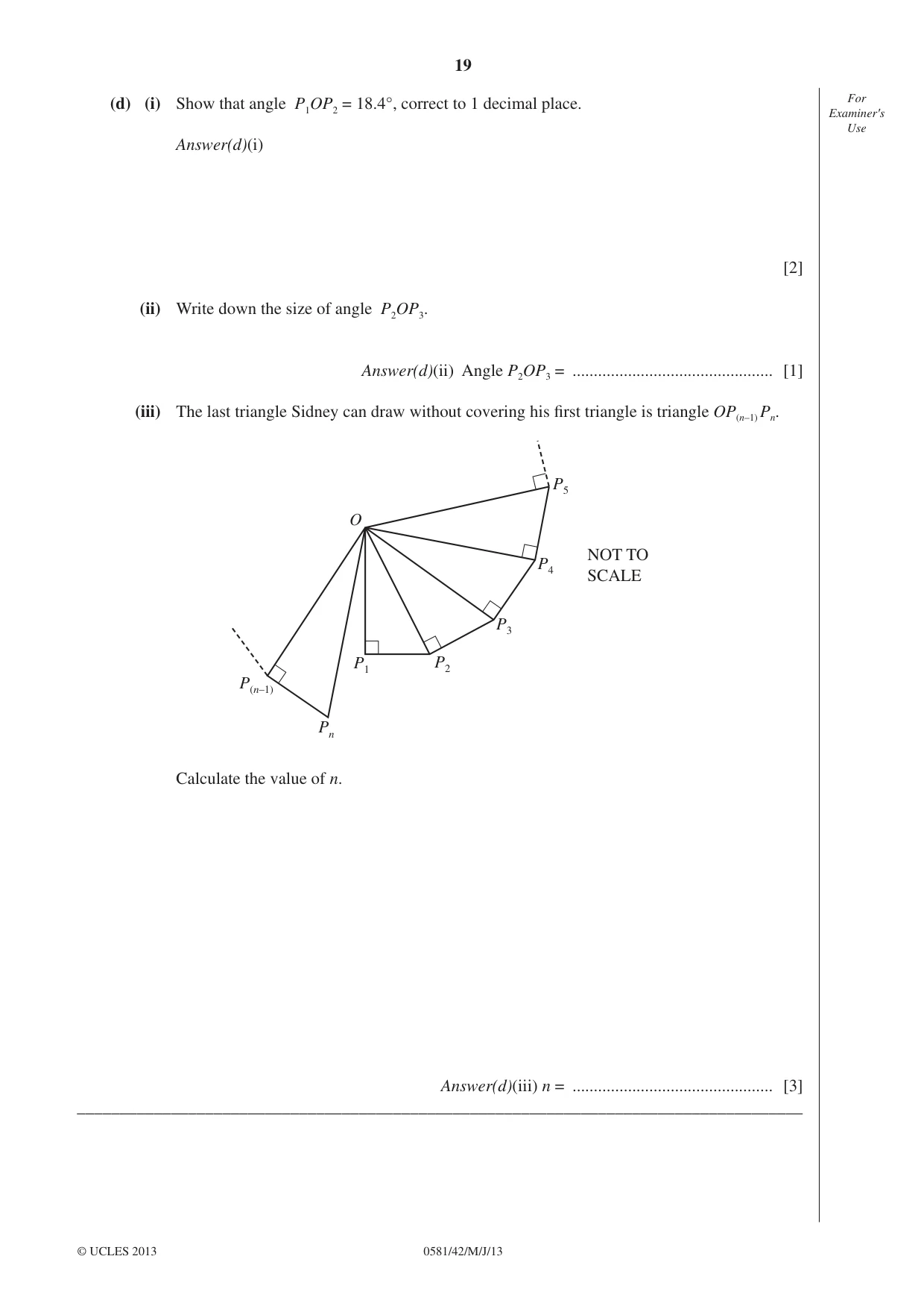 Cambridge IGCSE Mathematics (with coursework) 0581 2013 May/June Paper 4 · Variant 2 question paper, page 19 of 20