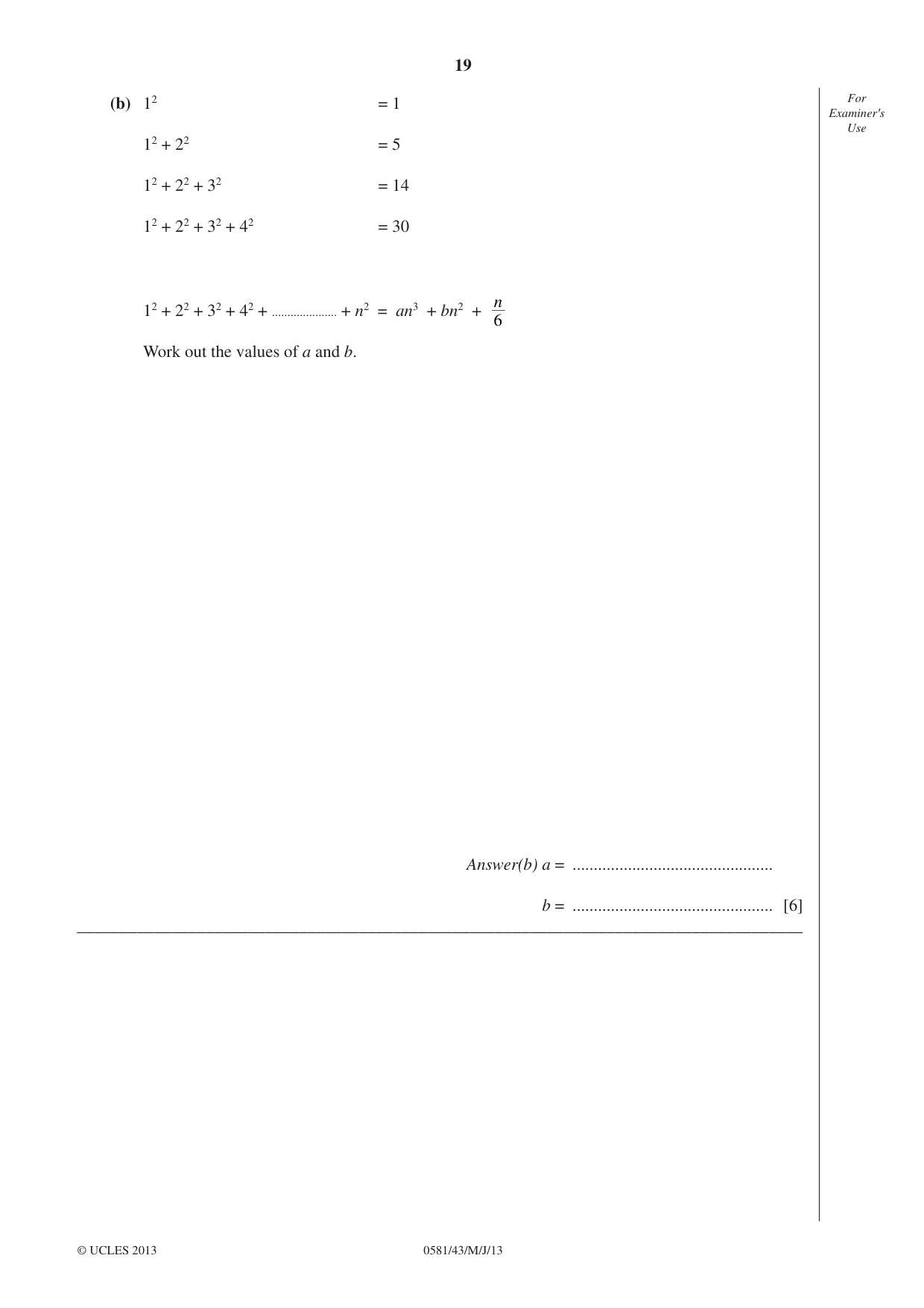 Cambridge IGCSE Mathematics (with coursework) 0581 2013 May/June Paper 4 · Variant 3 question paper, page 19 of 20