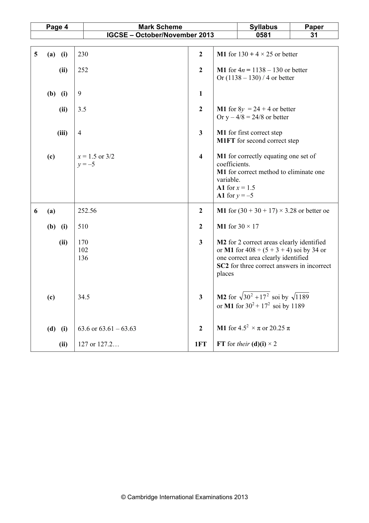 Mark scheme, page 4 of 6