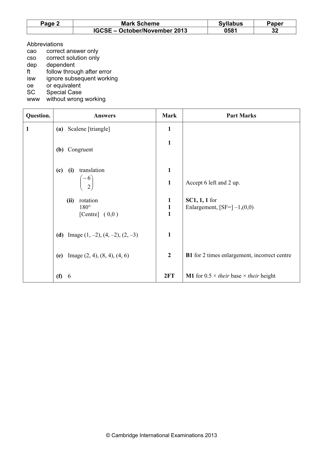 Mark scheme, page 2 of 6