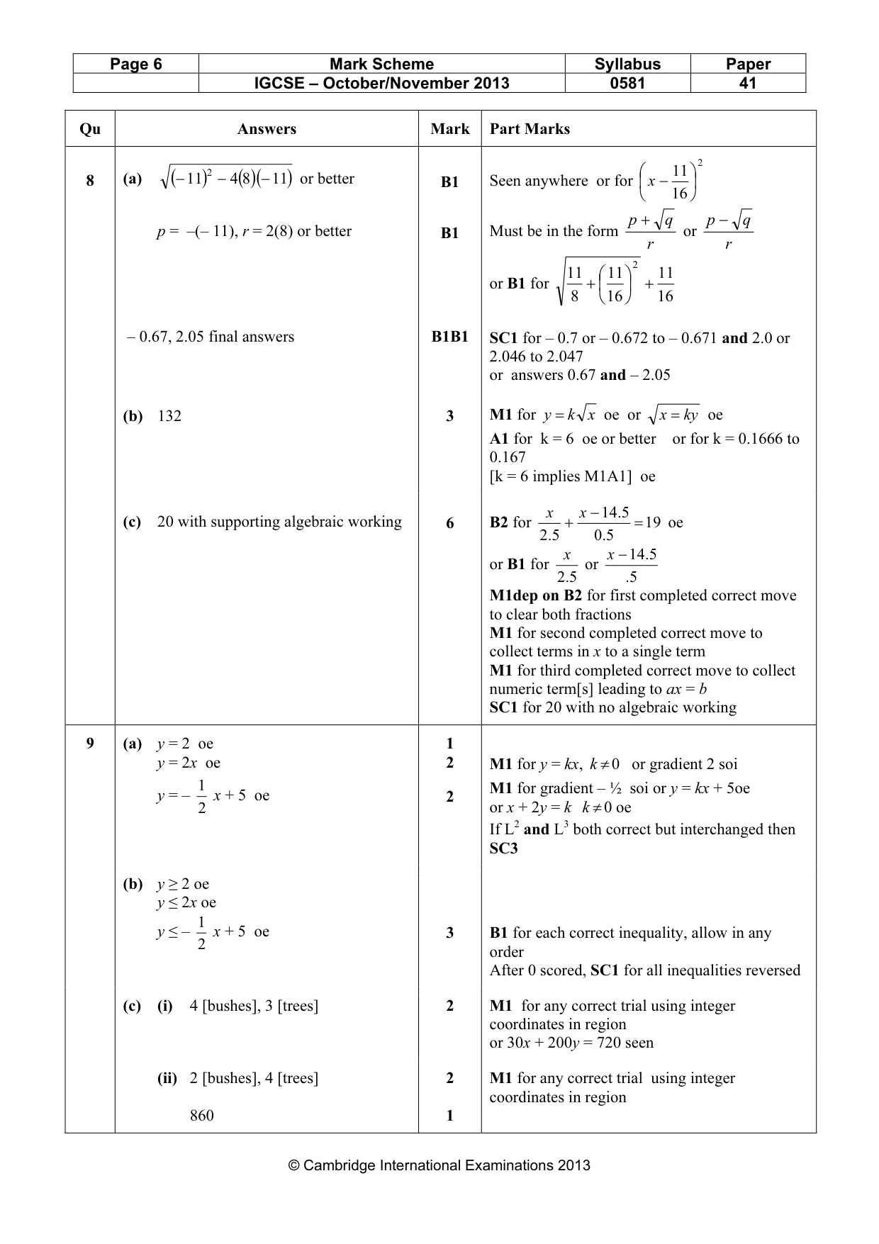 Mark scheme, page 6 of 7