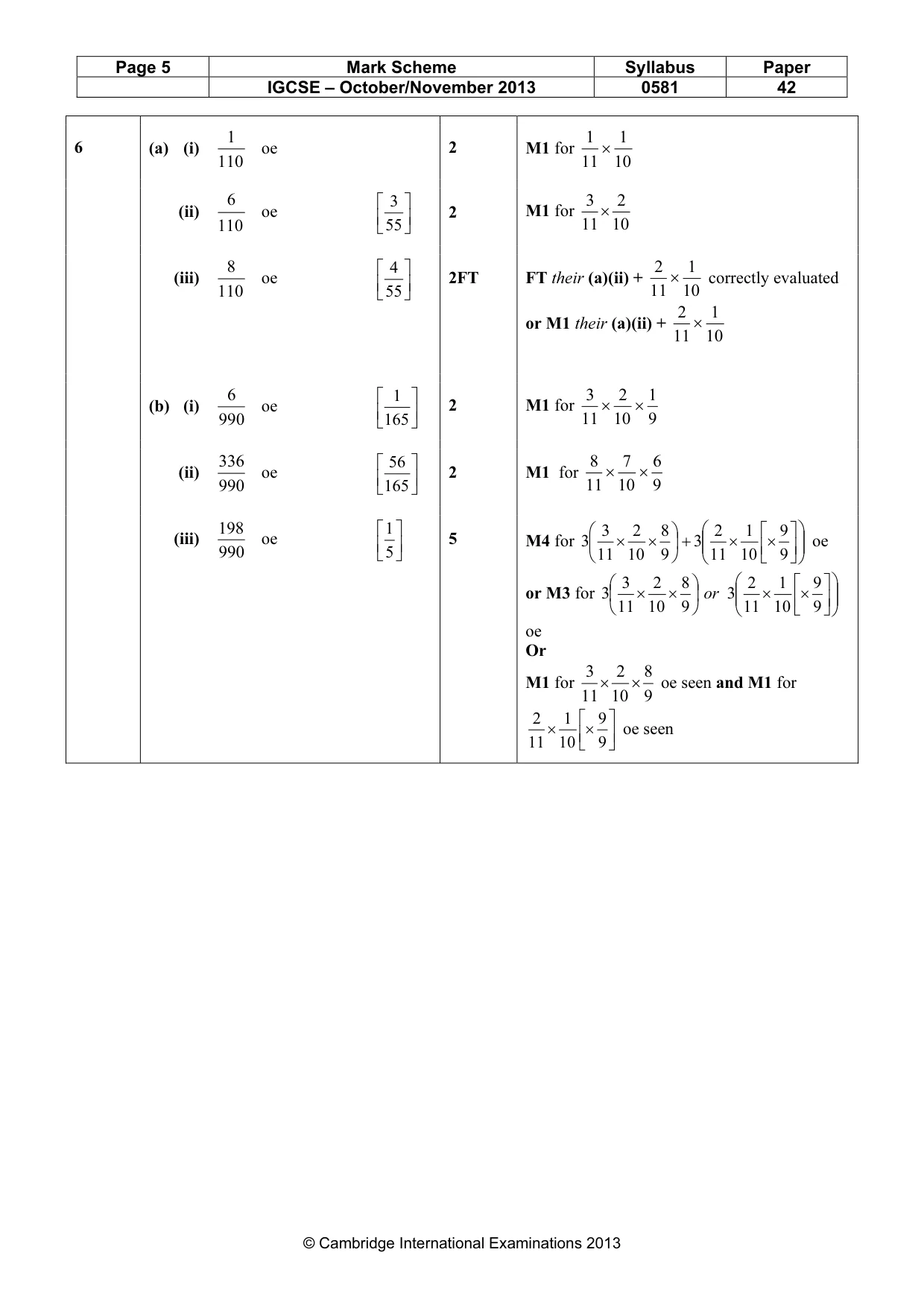 Mark scheme, page 5 of 7