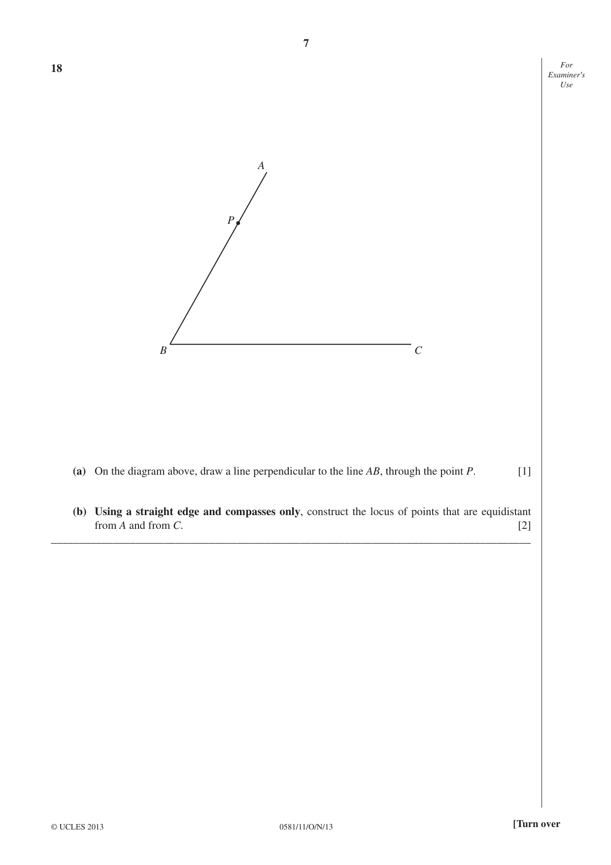 Cambridge IGCSE Mathematics (with coursework) 0581 2013 Oct/Nov Paper 1 · Variant 1 question paper, page 7 of 12