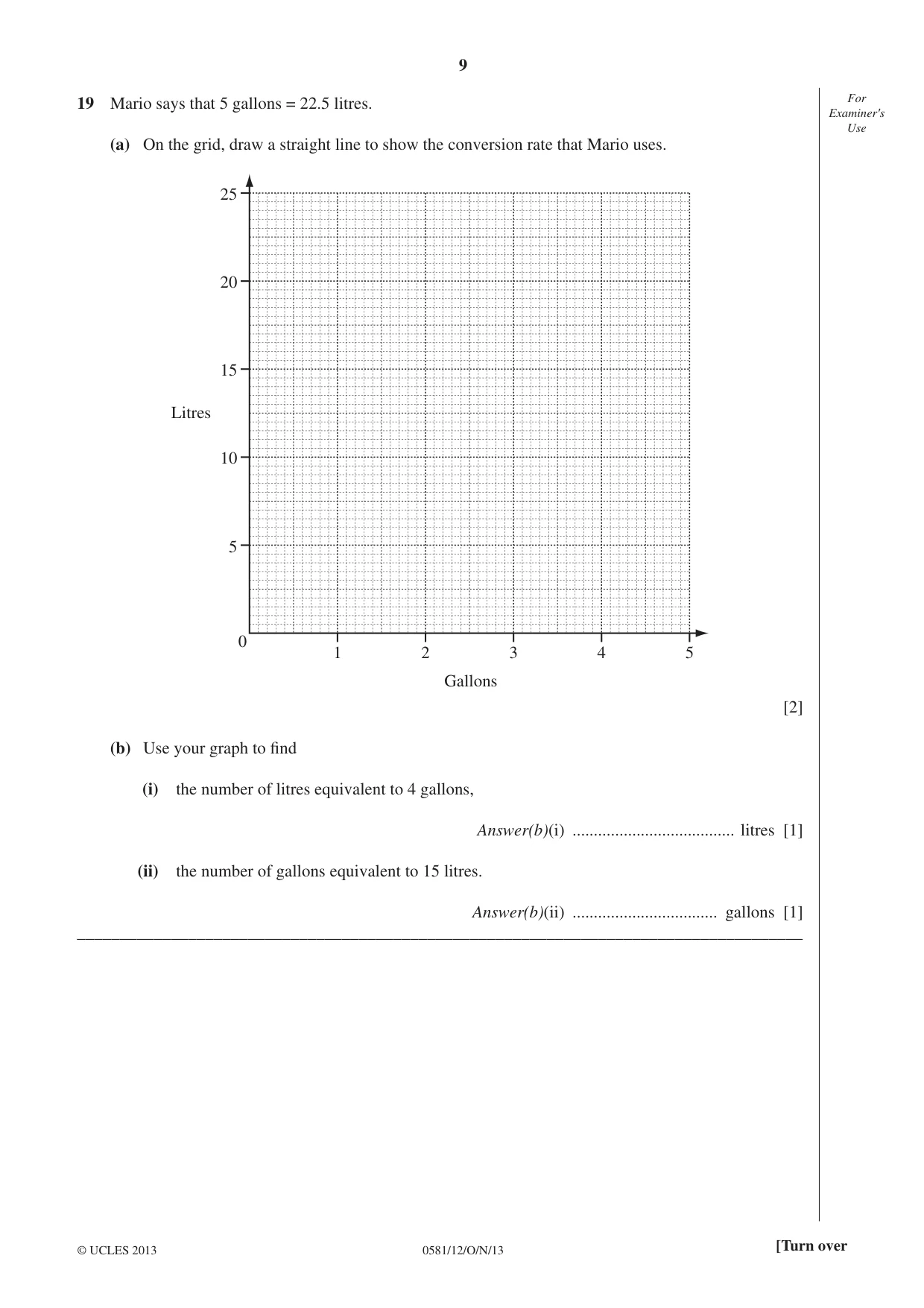 Cambridge IGCSE Mathematics (with coursework) 0581 2013 Oct/Nov Paper 1 · Variant 2 question paper, page 9 of 12