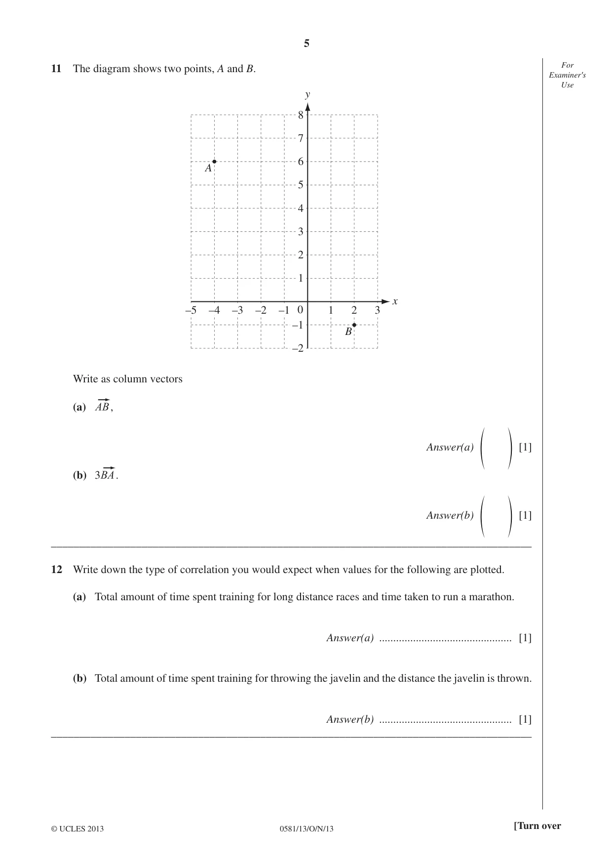 Cambridge IGCSE Mathematics (with coursework) 0581 2013 Oct/Nov Paper 1 · Variant 3 question paper, page 5 of 12