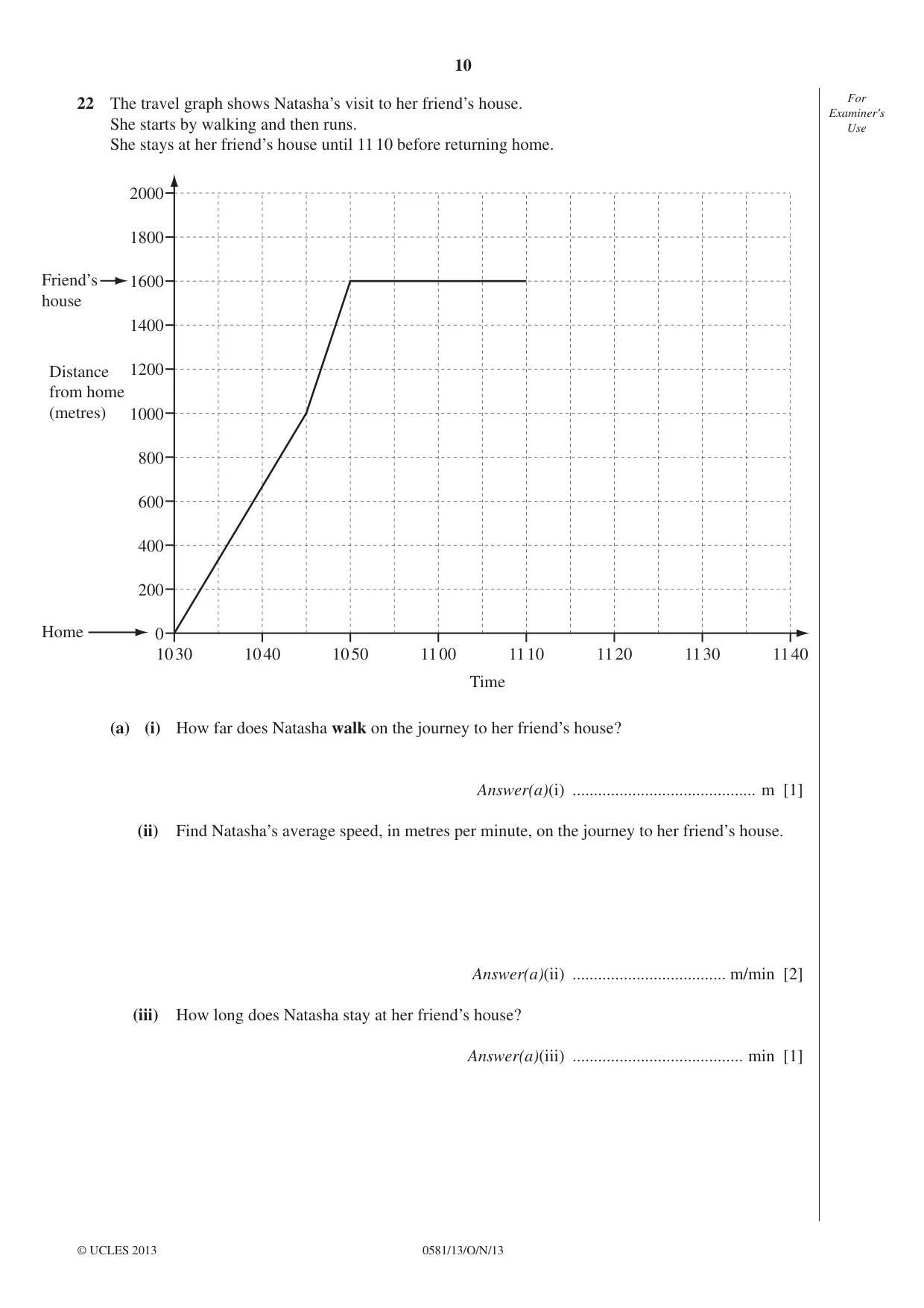 Cambridge IGCSE Mathematics (with coursework) 0581 2013 Oct/Nov Paper 1 · Variant 3 question paper, page 10 of 12