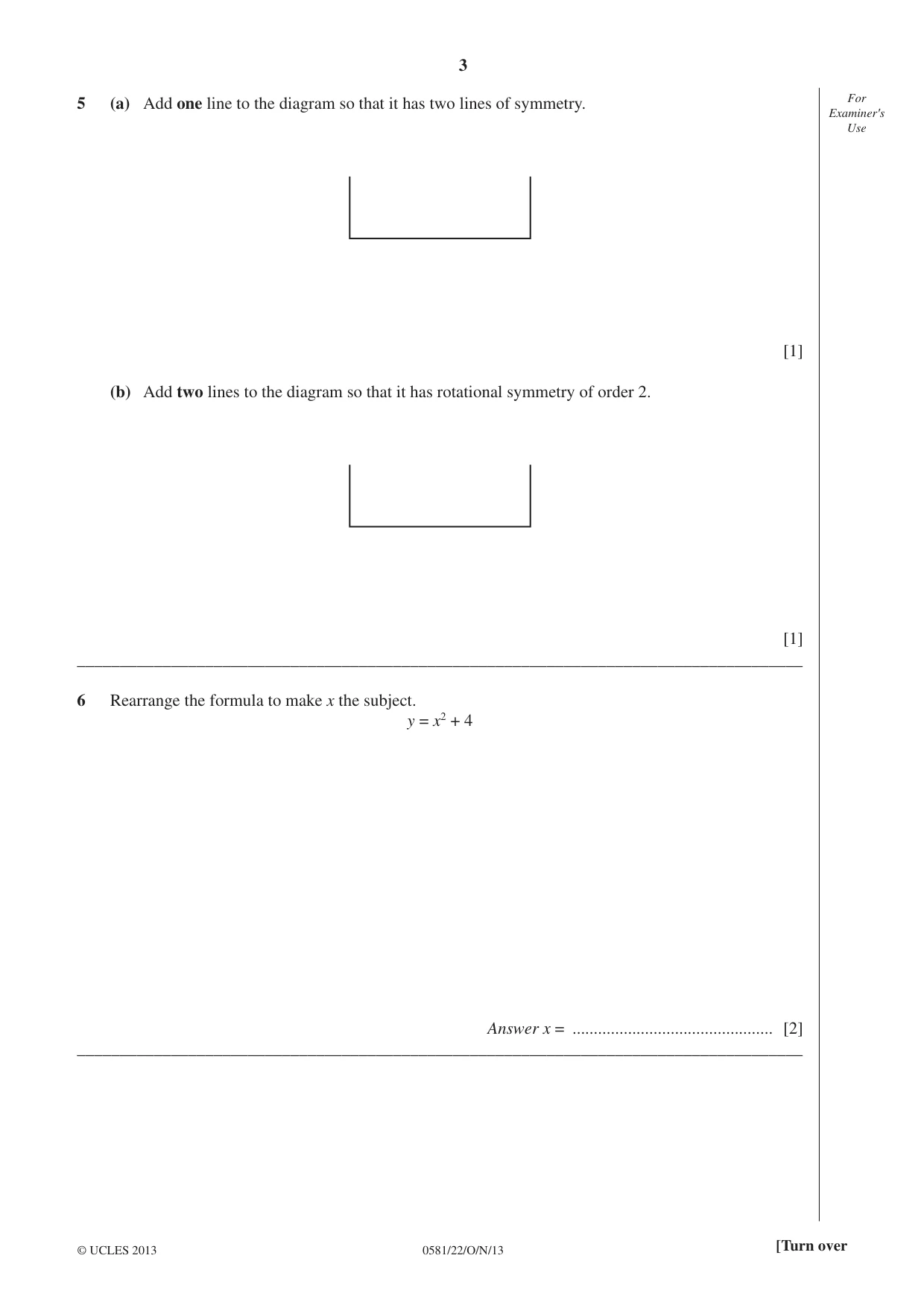Cambridge IGCSE Mathematics (with coursework) 0581 2013 Oct/Nov Paper 2 · Variant 2 question paper, page 3 of 12