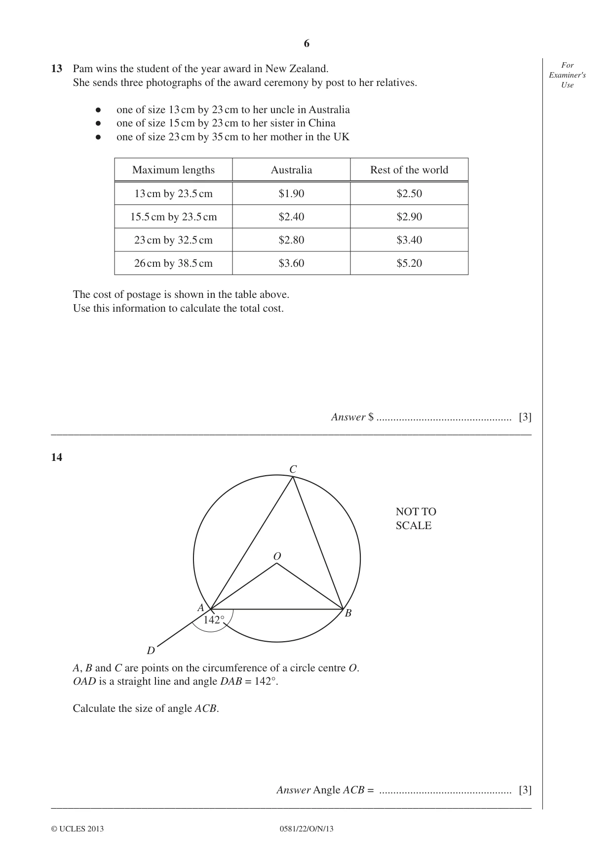 Cambridge IGCSE Mathematics (with coursework) 0581 2013 Oct/Nov Paper 2 · Variant 2 question paper, page 6 of 12