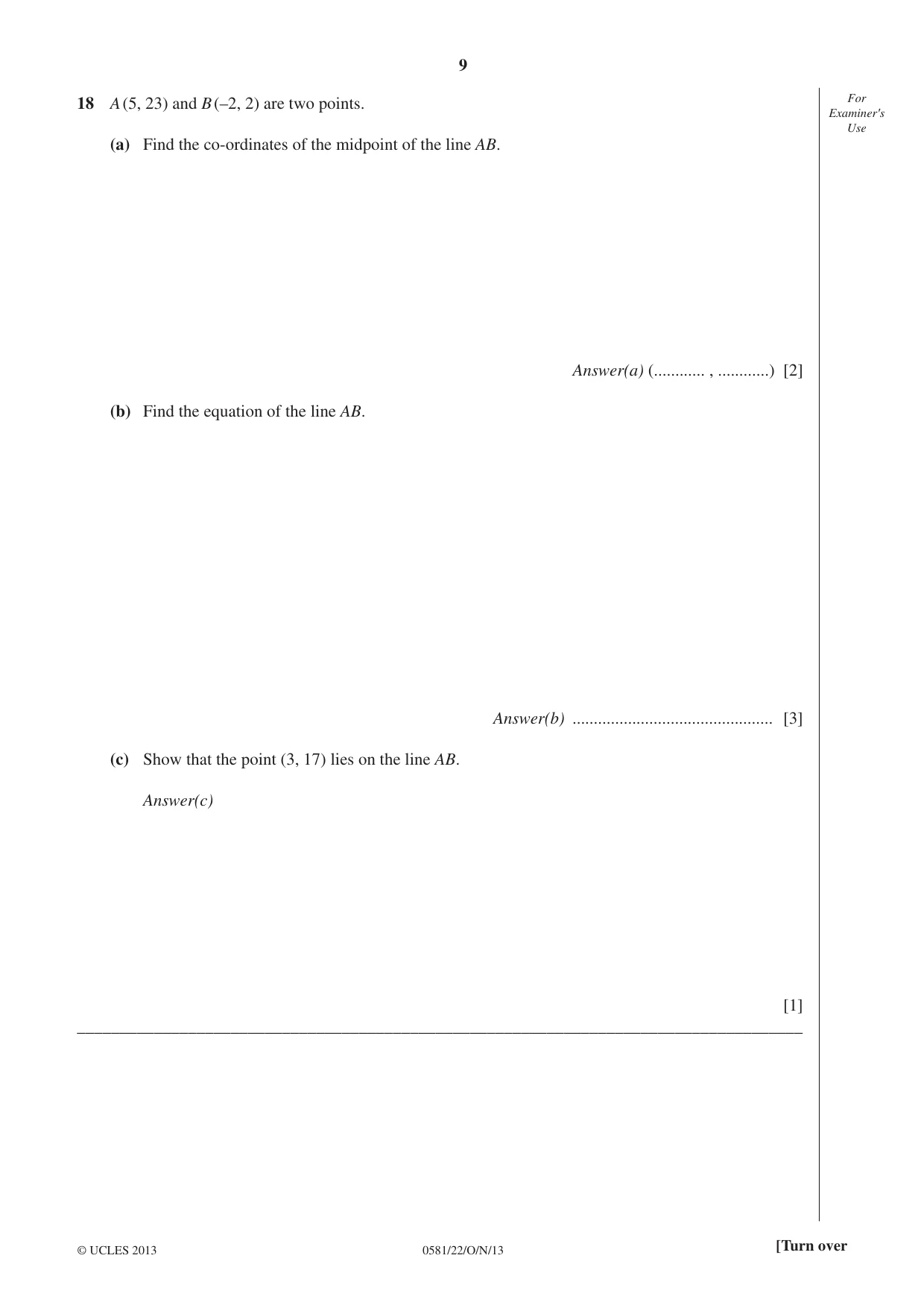 Cambridge IGCSE Mathematics (with coursework) 0581 2013 Oct/Nov Paper 2 · Variant 2 question paper, page 9 of 12