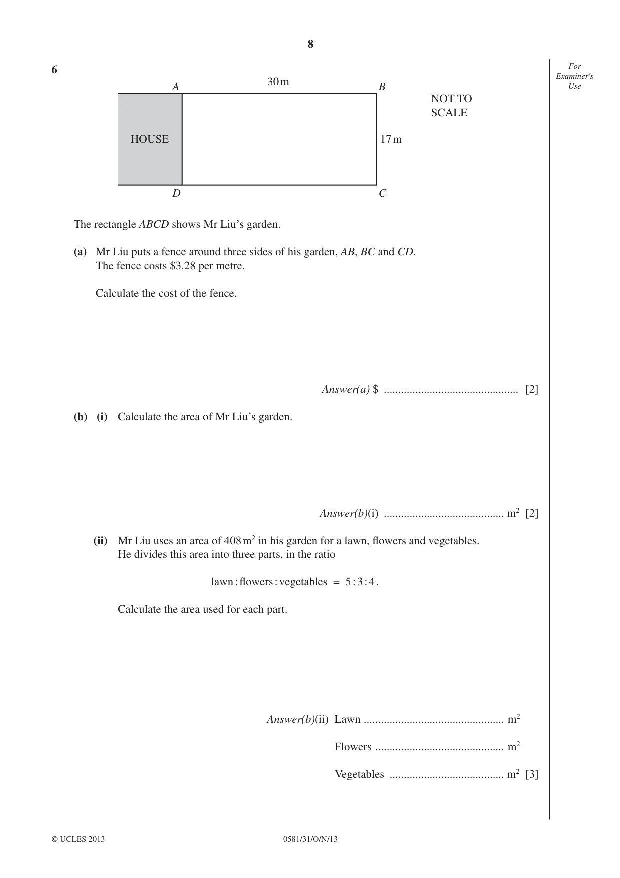 Cambridge IGCSE Mathematics (with coursework) 0581 2013 Oct/Nov Paper 3 · Variant 1 question paper, page 8 of 16