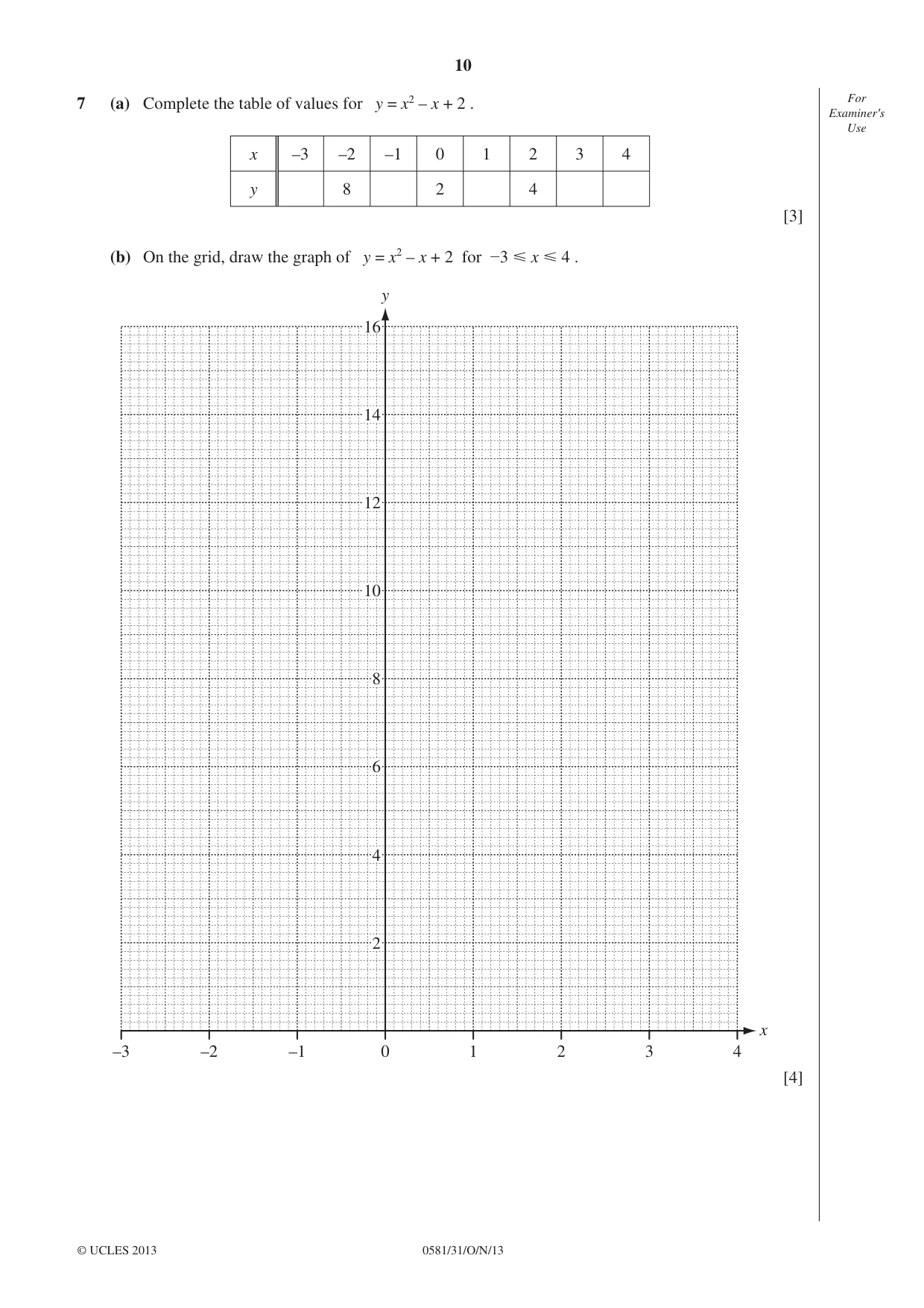 Cambridge IGCSE Mathematics (with coursework) 0581 2013 Oct/Nov Paper 3 · Variant 1 question paper, page 10 of 16