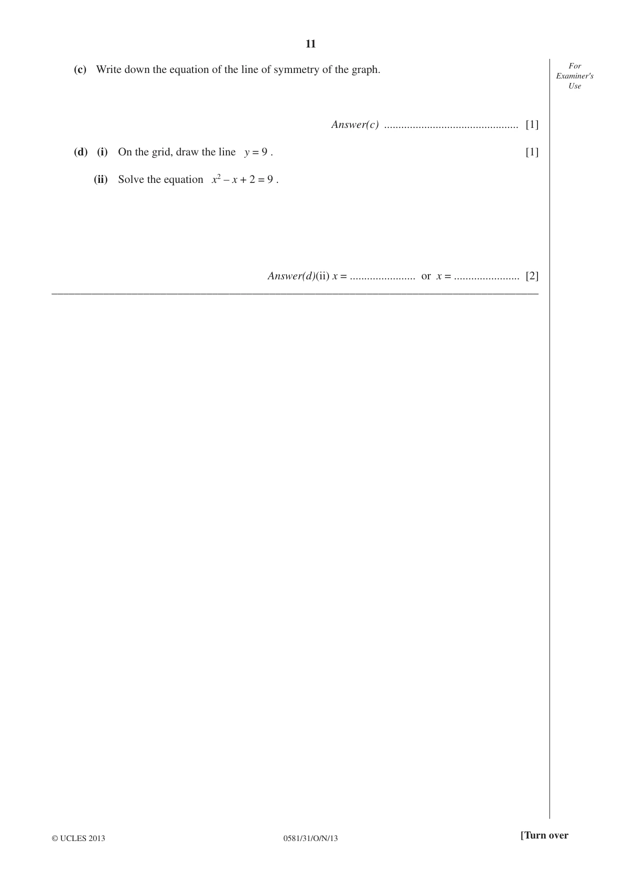 Cambridge IGCSE Mathematics (with coursework) 0581 2013 Oct/Nov Paper 3 · Variant 1 question paper, page 11 of 16