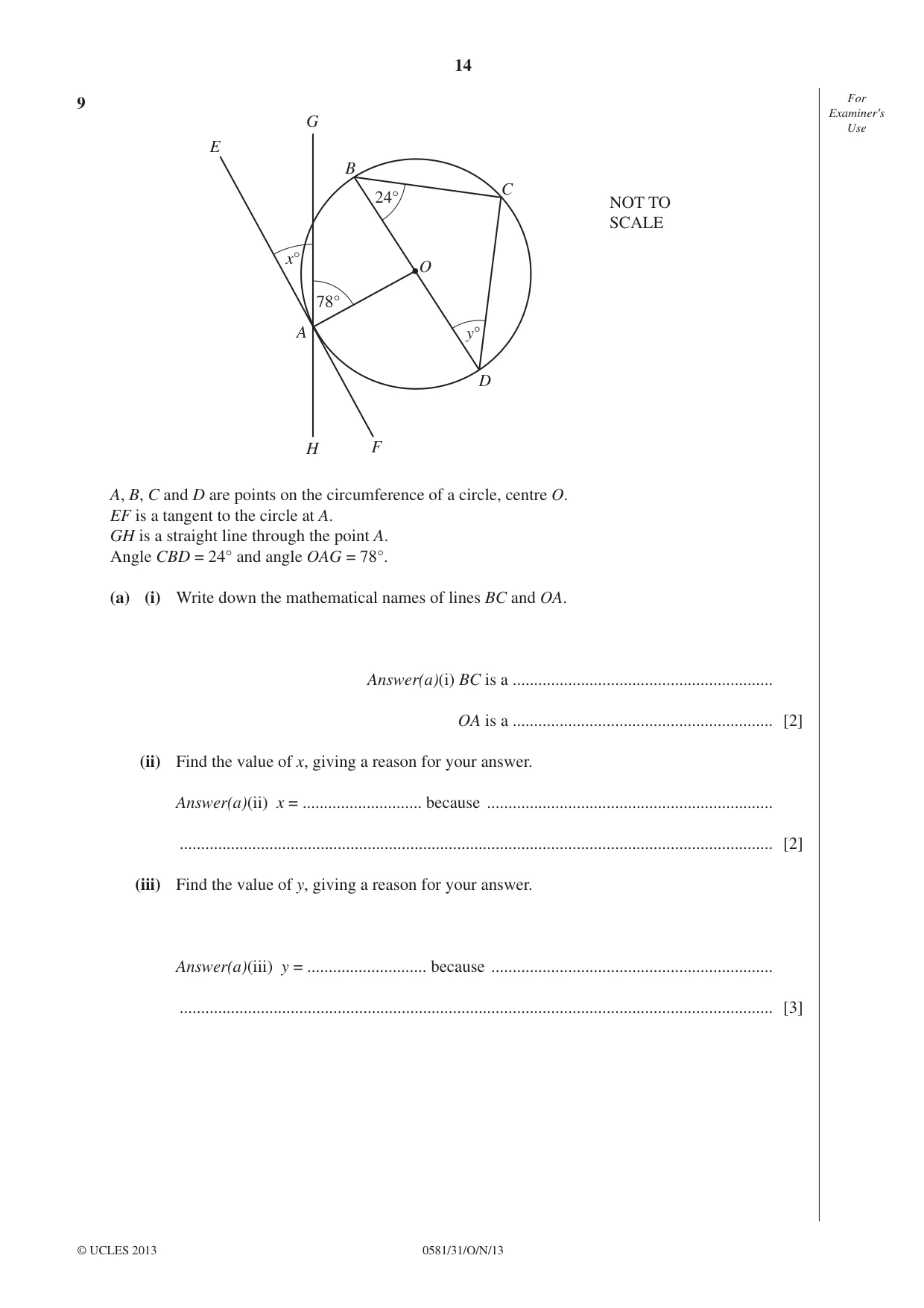 Cambridge IGCSE Mathematics (with coursework) 0581 2013 Oct/Nov Paper 3 · Variant 1 question paper, page 14 of 16