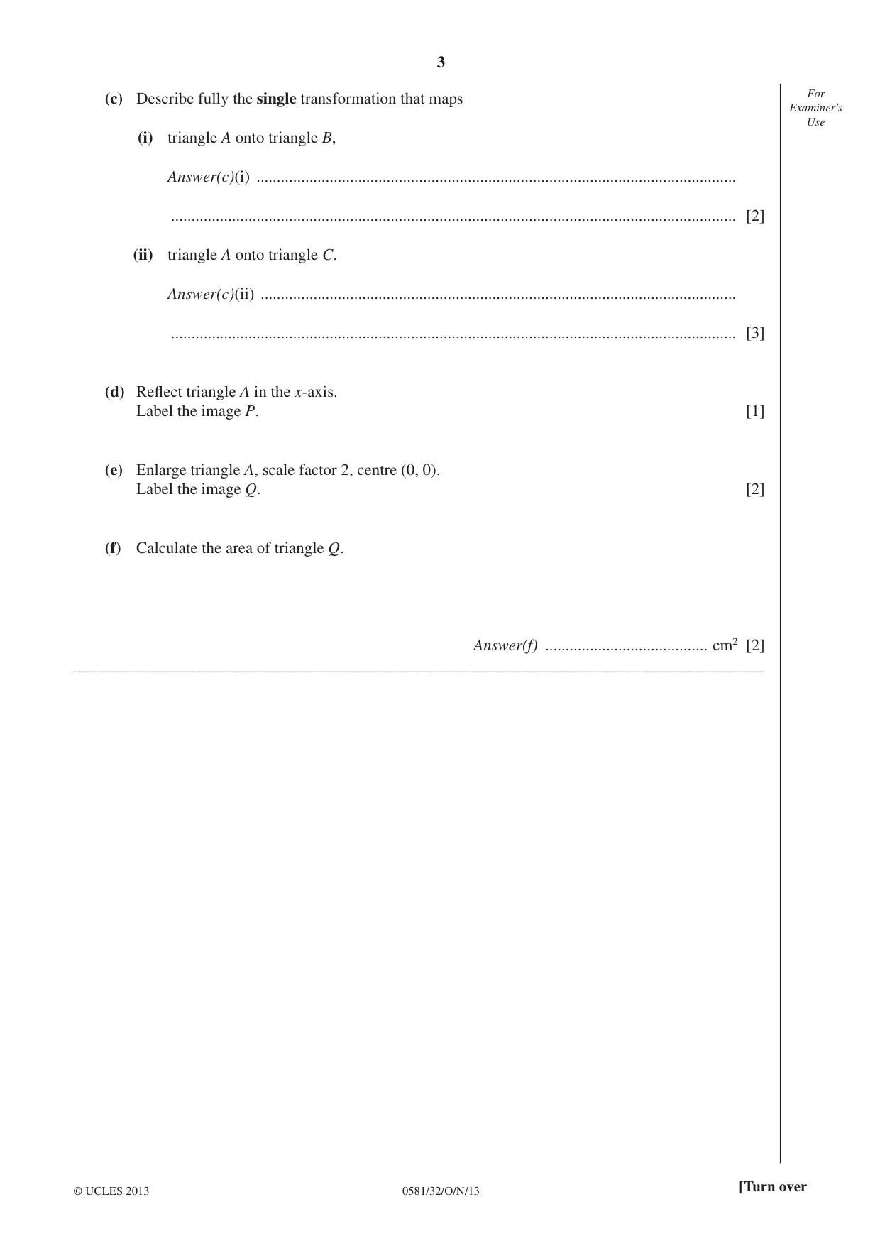 Cambridge IGCSE Mathematics (with coursework) 0581 2013 Oct/Nov Paper 3 · Variant 2 question paper, page 3 of 16