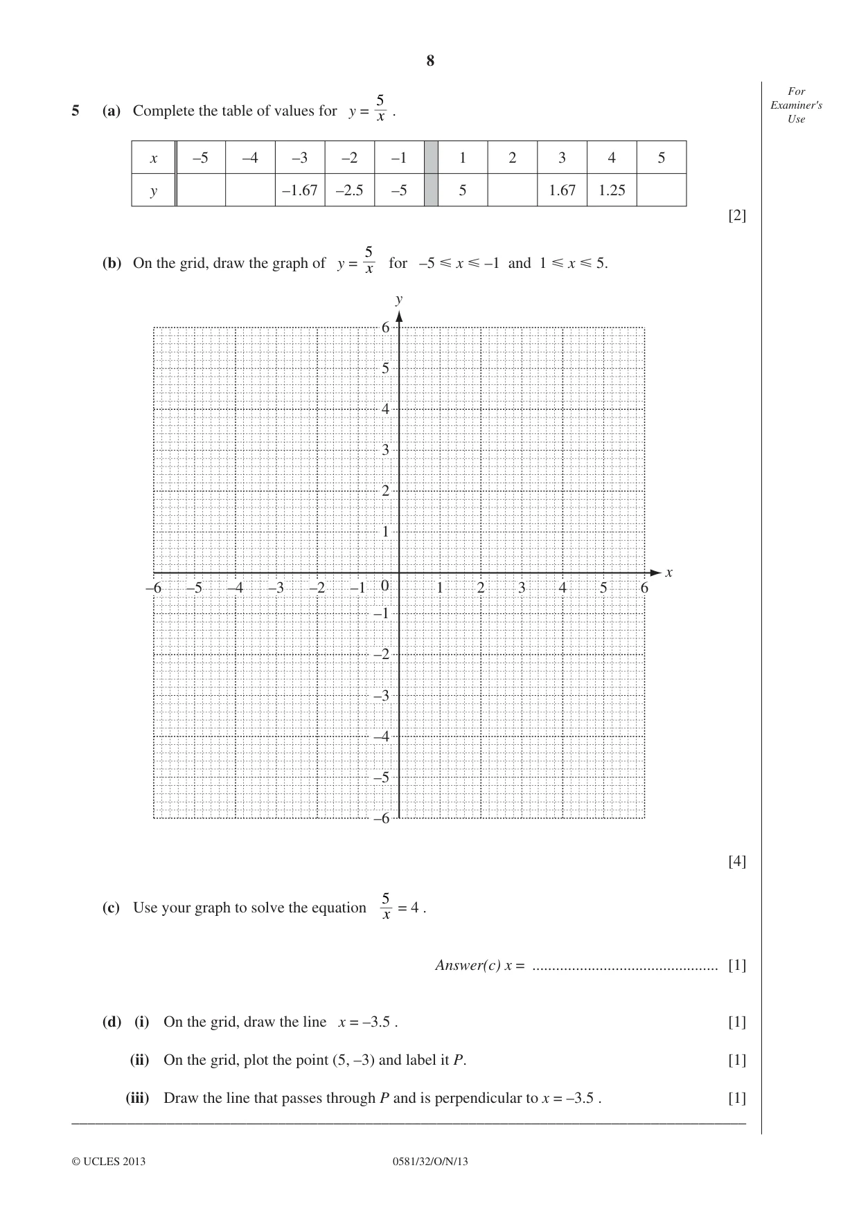 Cambridge IGCSE Mathematics (with coursework) 0581 2013 Oct/Nov Paper 3 · Variant 2 question paper, page 8 of 16
