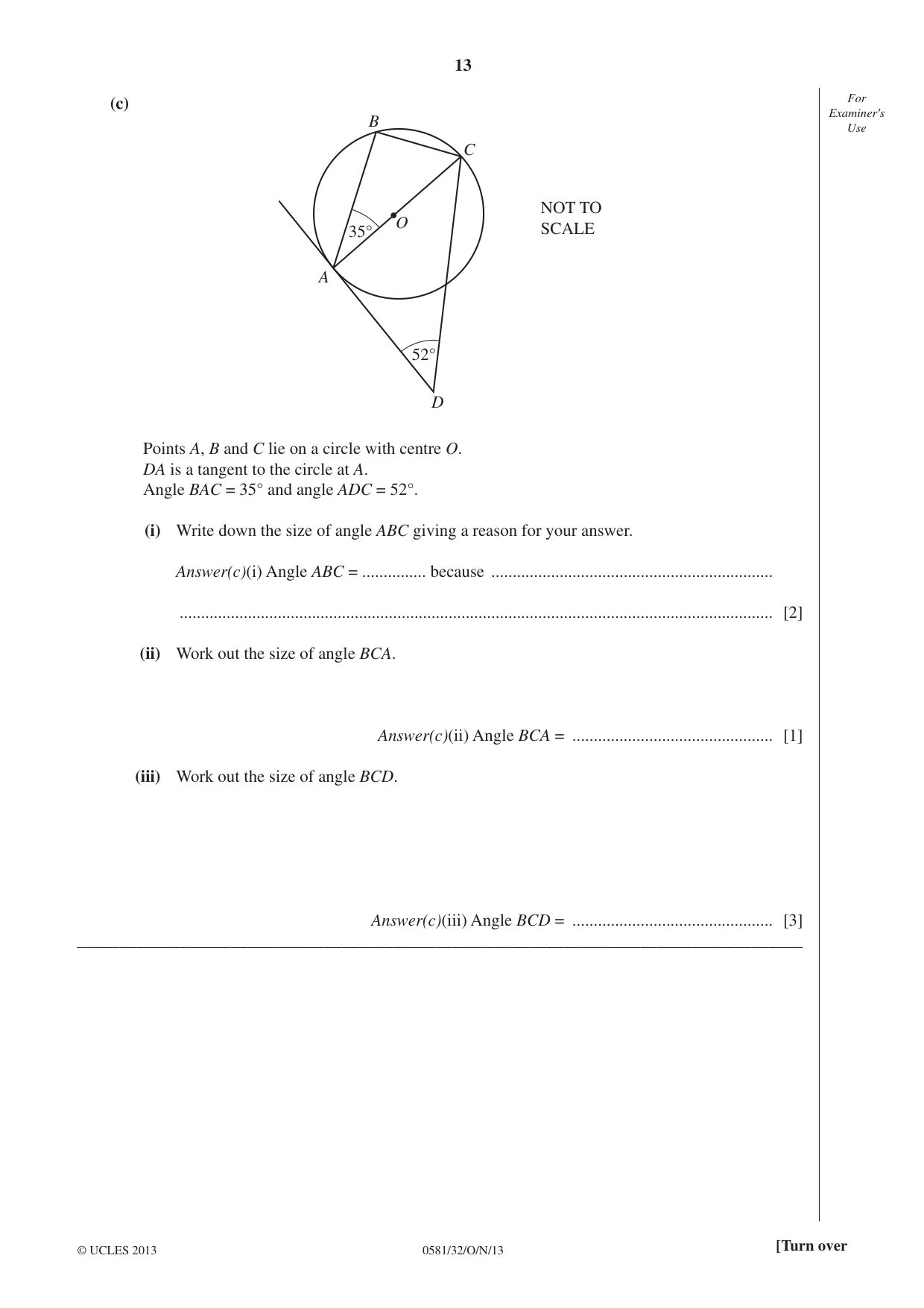 Cambridge IGCSE Mathematics (with coursework) 0581 2013 Oct/Nov Paper 3 · Variant 2 question paper, page 13 of 16