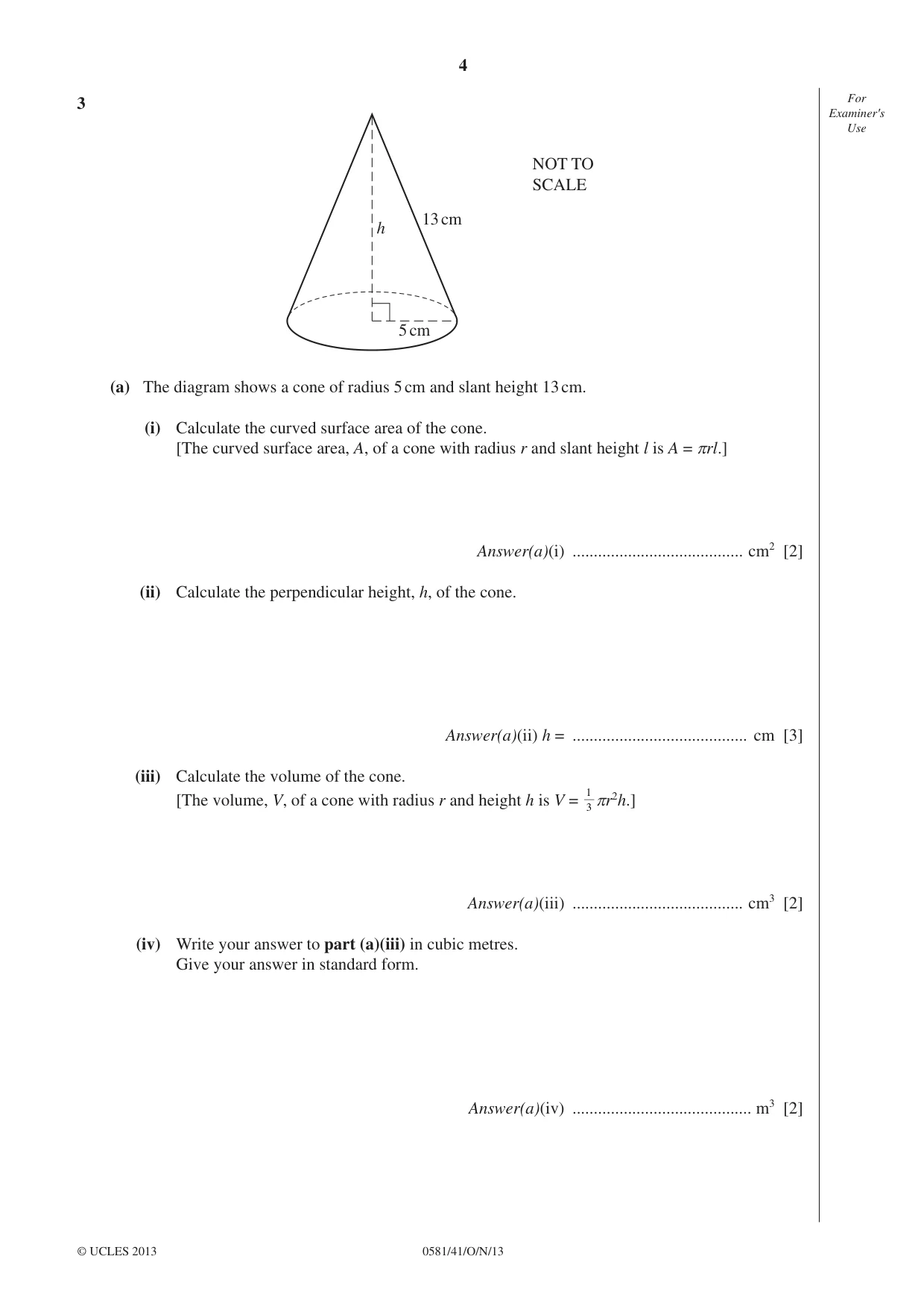Cambridge IGCSE Mathematics (with coursework) 0581 2013 Oct/Nov Paper 4 · Variant 1 question paper, page 4 of 20