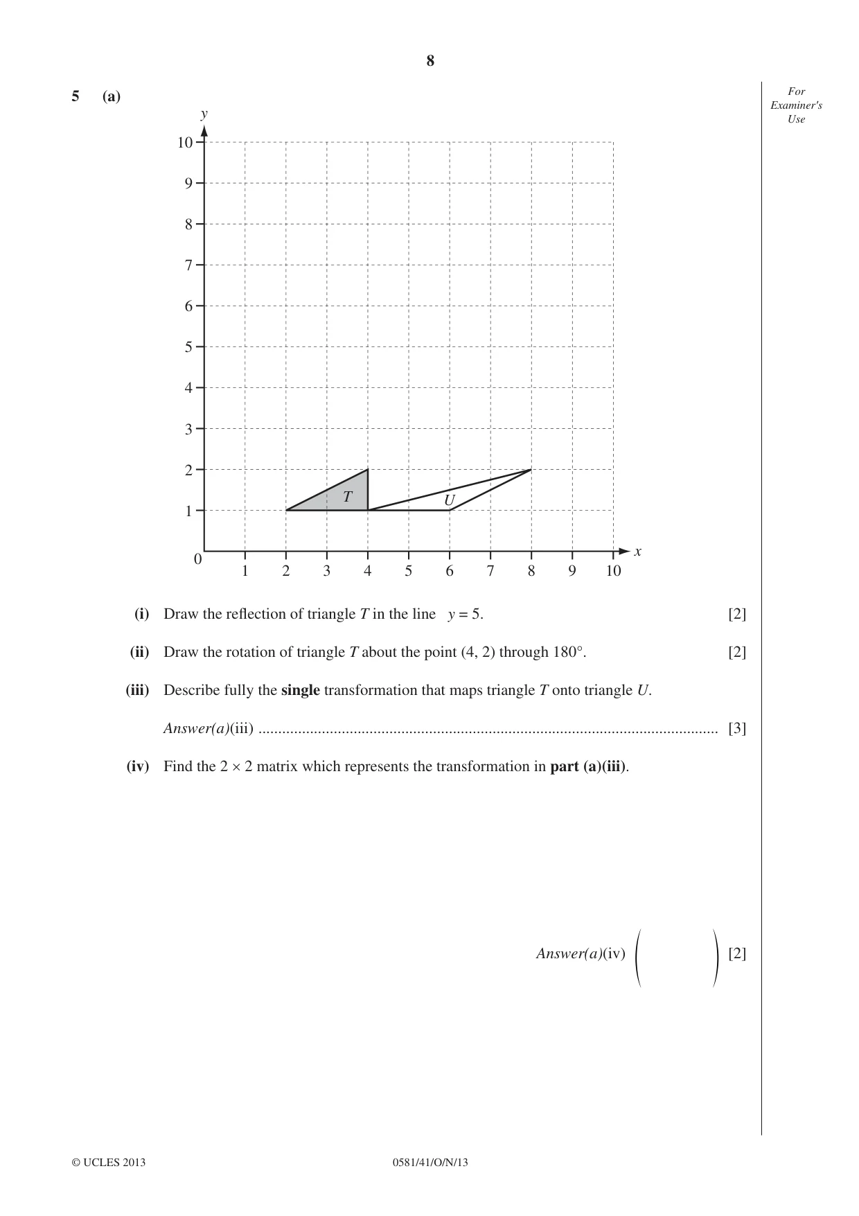 Cambridge IGCSE Mathematics (with coursework) 0581 2013 Oct/Nov Paper 4 · Variant 1 question paper, page 8 of 20