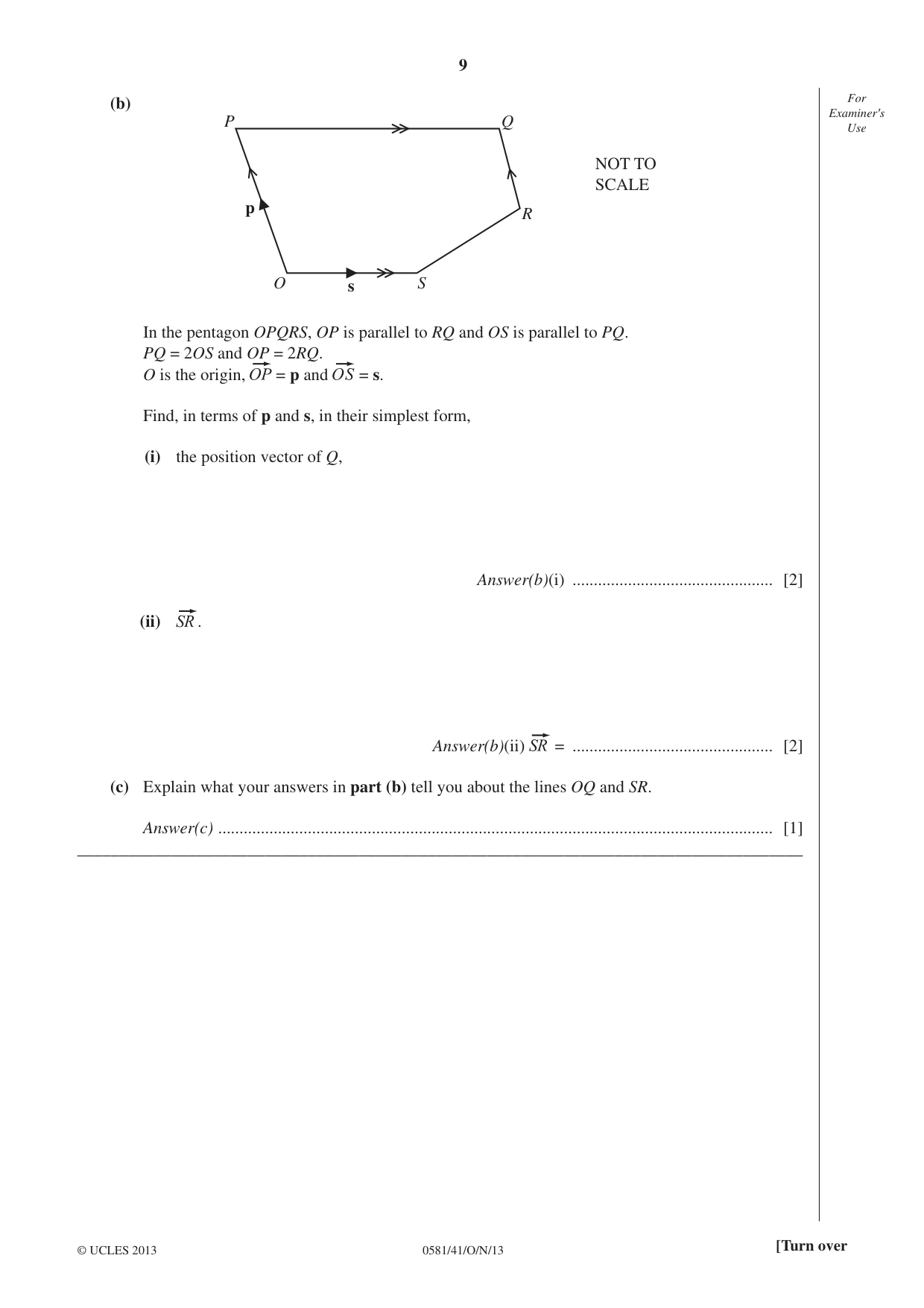 Cambridge IGCSE Mathematics (with coursework) 0581 2013 Oct/Nov Paper 4 · Variant 1 question paper, page 9 of 20