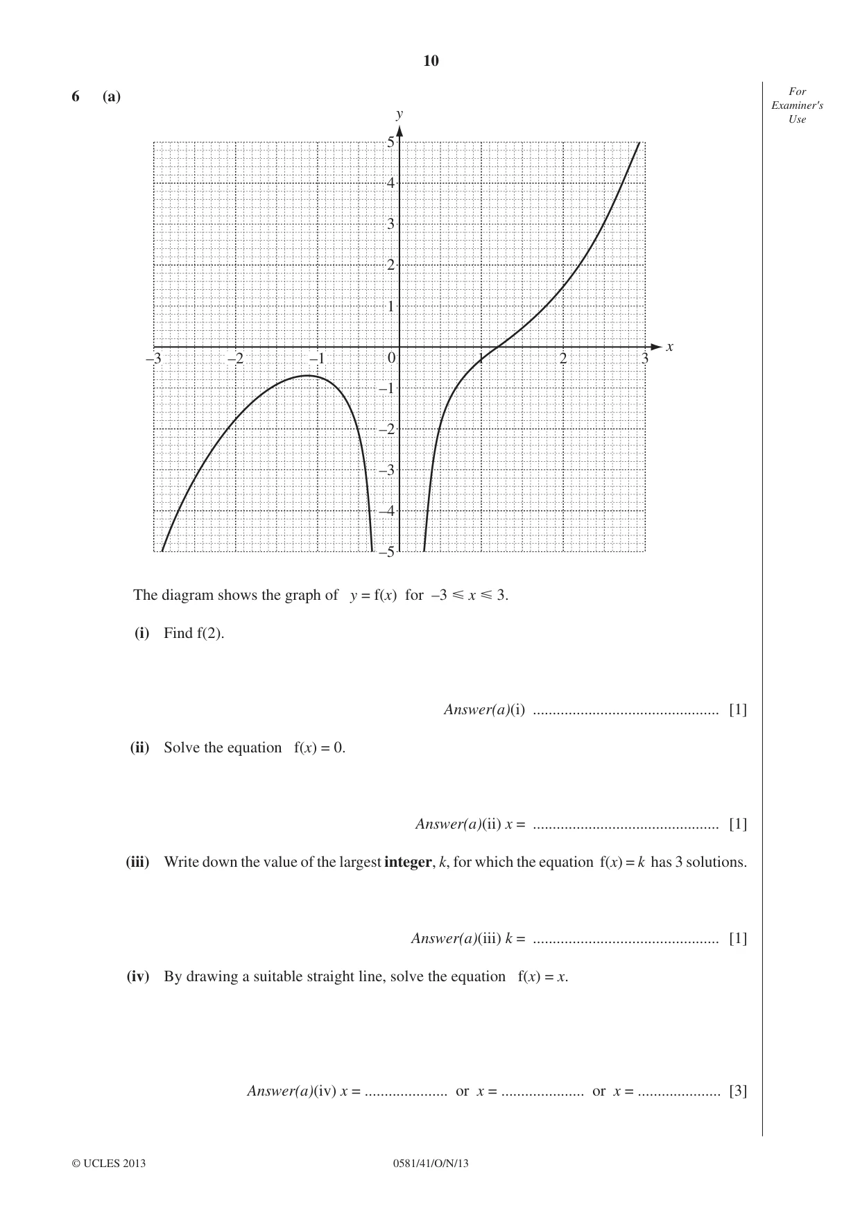 Cambridge IGCSE Mathematics (with coursework) 0581 2013 Oct/Nov Paper 4 · Variant 1 question paper, page 10 of 20