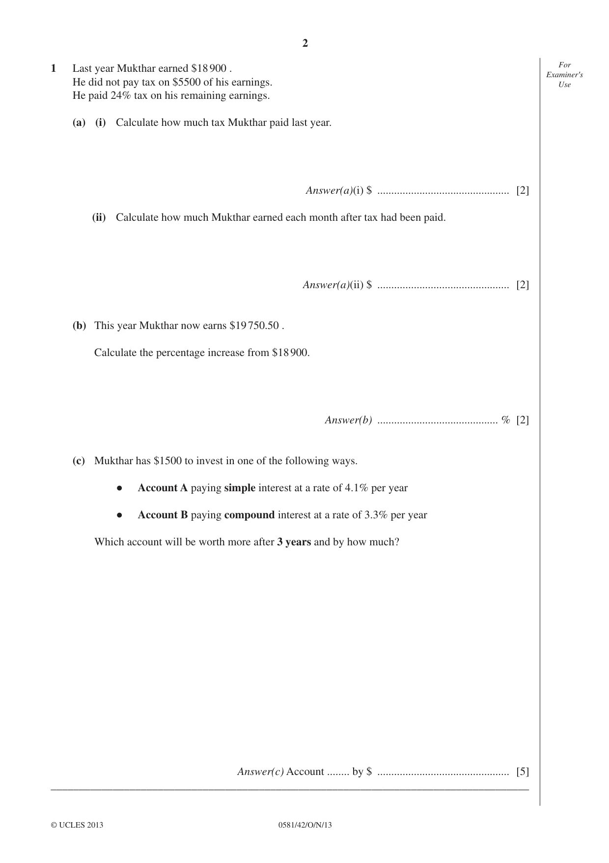 Cambridge IGCSE Mathematics (with coursework) 0581 2013 Oct/Nov Paper 4 · Variant 2 question paper, page 2 of 16