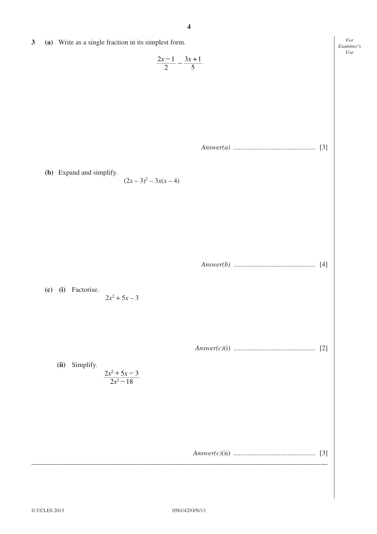 Cambridge IGCSE Mathematics (with coursework) 0581 2013 Oct/Nov Paper 4 · Variant 2 question paper, page 4 of 16