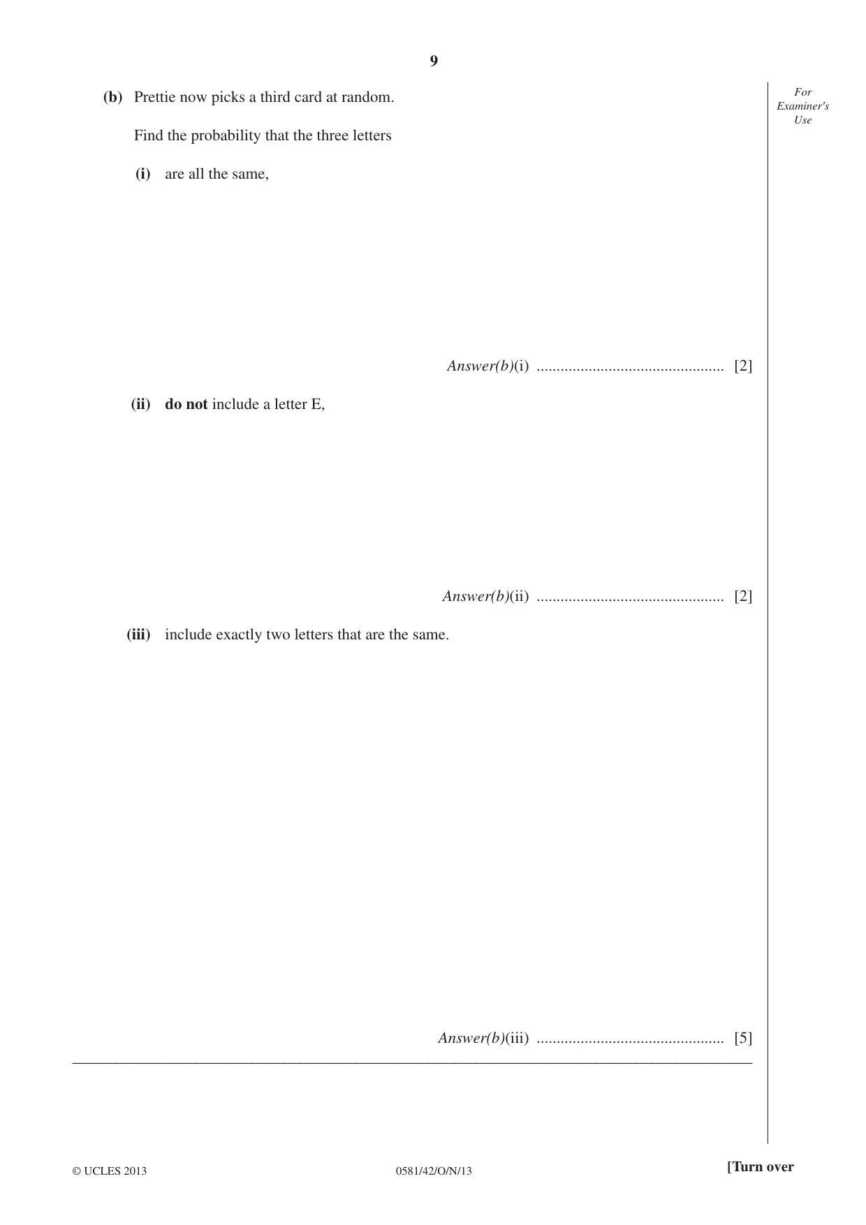 Cambridge IGCSE Mathematics (with coursework) 0581 2013 Oct/Nov Paper 4 · Variant 2 question paper, page 9 of 16