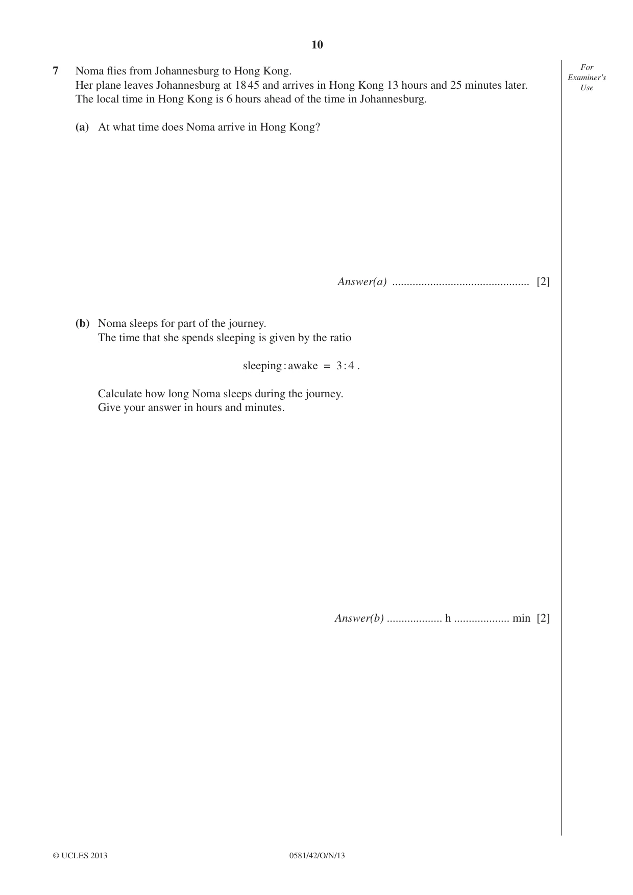 Cambridge IGCSE Mathematics (with coursework) 0581 2013 Oct/Nov Paper 4 · Variant 2 question paper, page 10 of 16