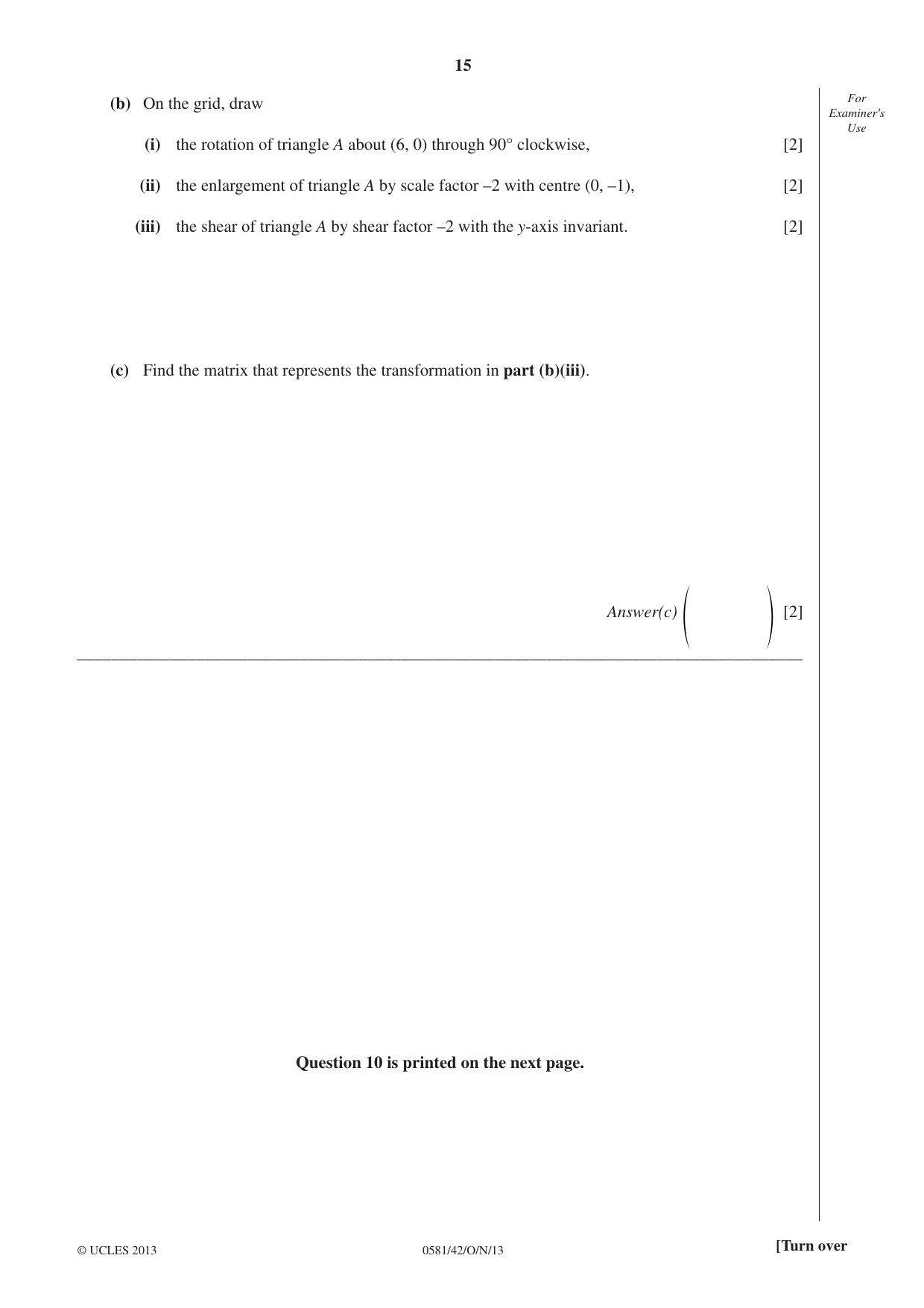 Cambridge IGCSE Mathematics (with coursework) 0581 2013 Oct/Nov Paper 4 · Variant 2 question paper, page 15 of 16