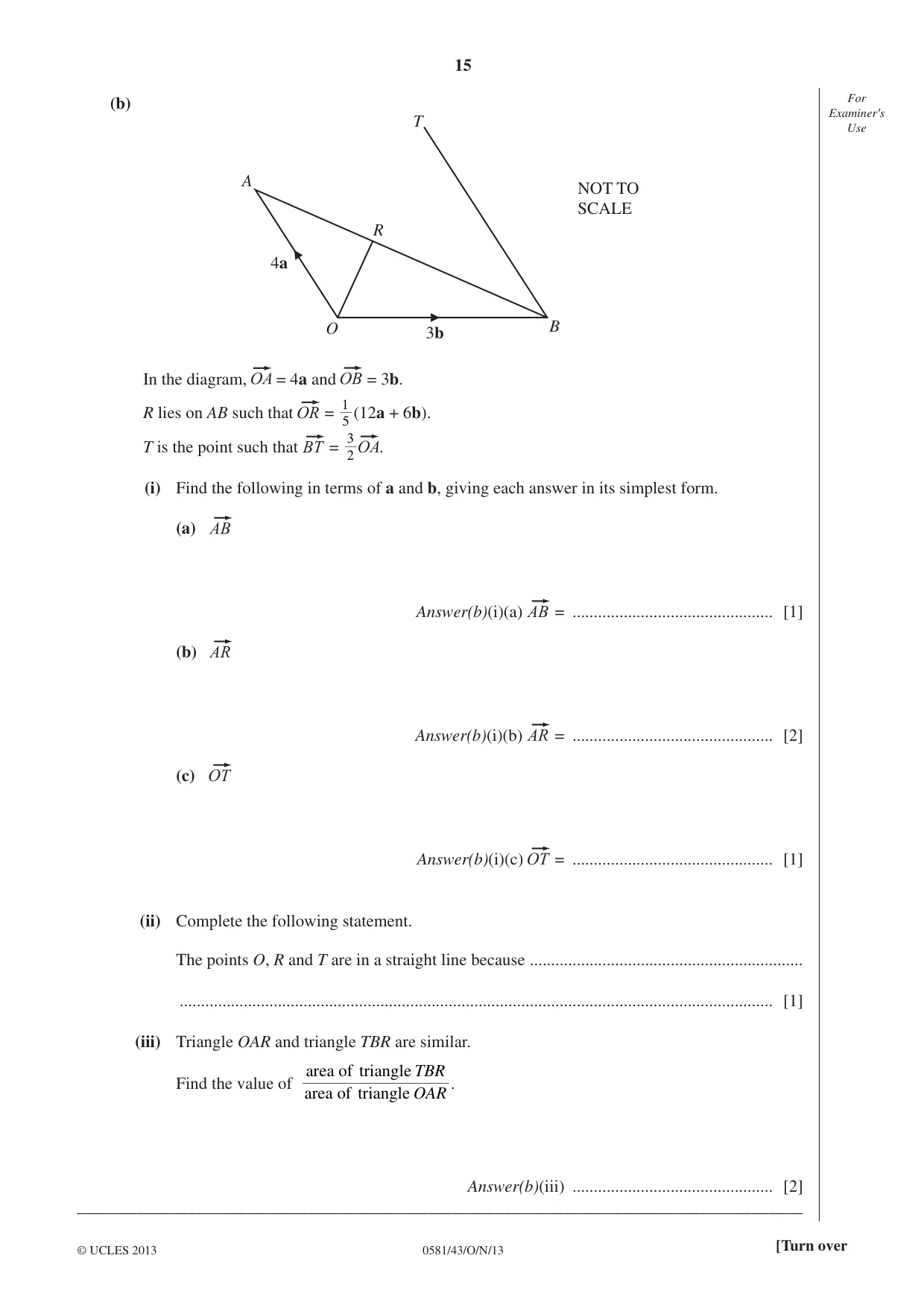 Cambridge IGCSE Mathematics (with coursework) 0581 2013 Oct/Nov Paper 4 · Variant 3 question paper, page 15 of 20