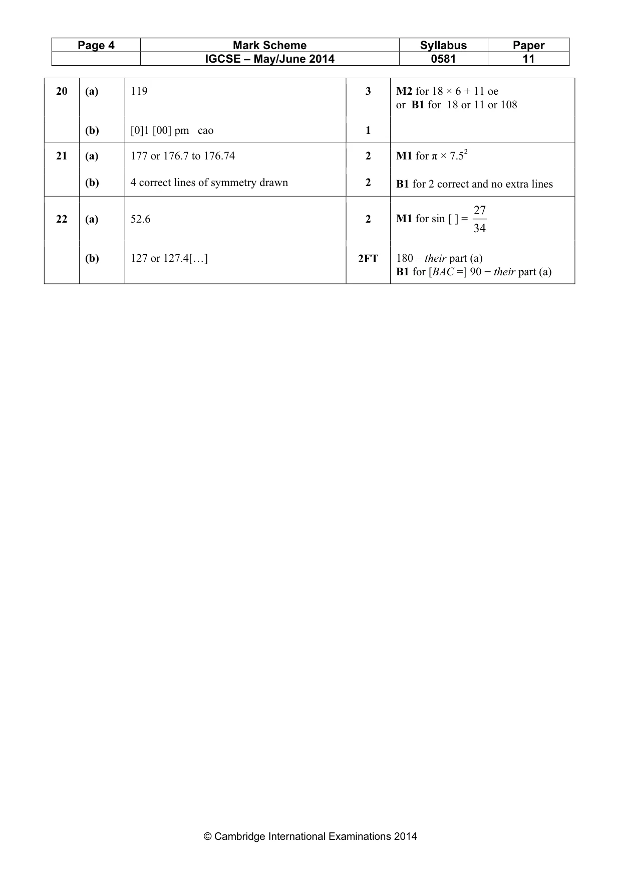 Mark scheme, page 4 of 4