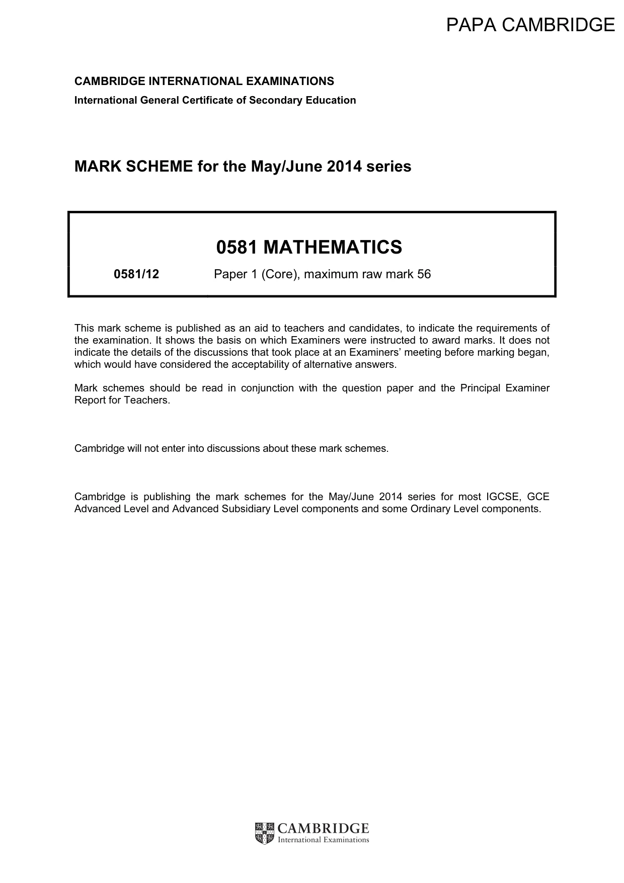 Mark scheme, page 1 of 4