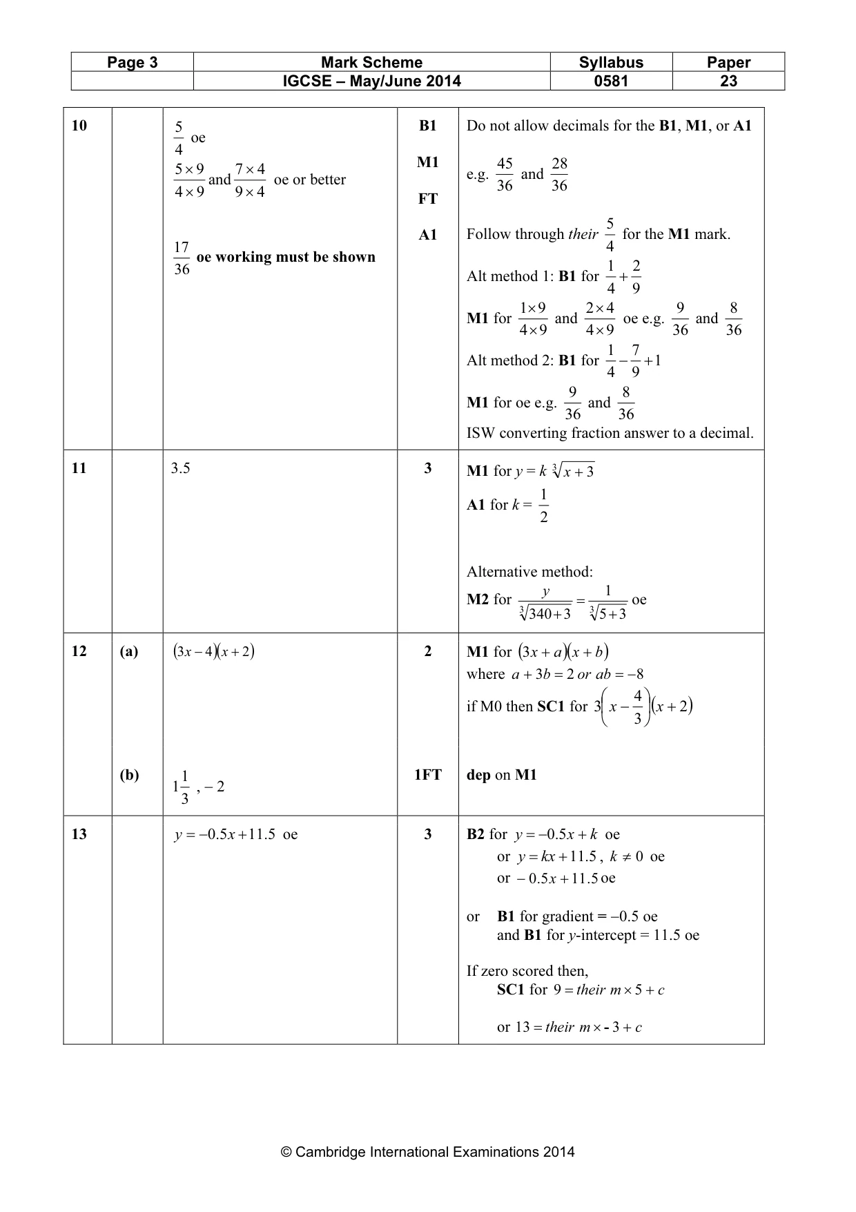 Mark scheme, page 3 of 5
