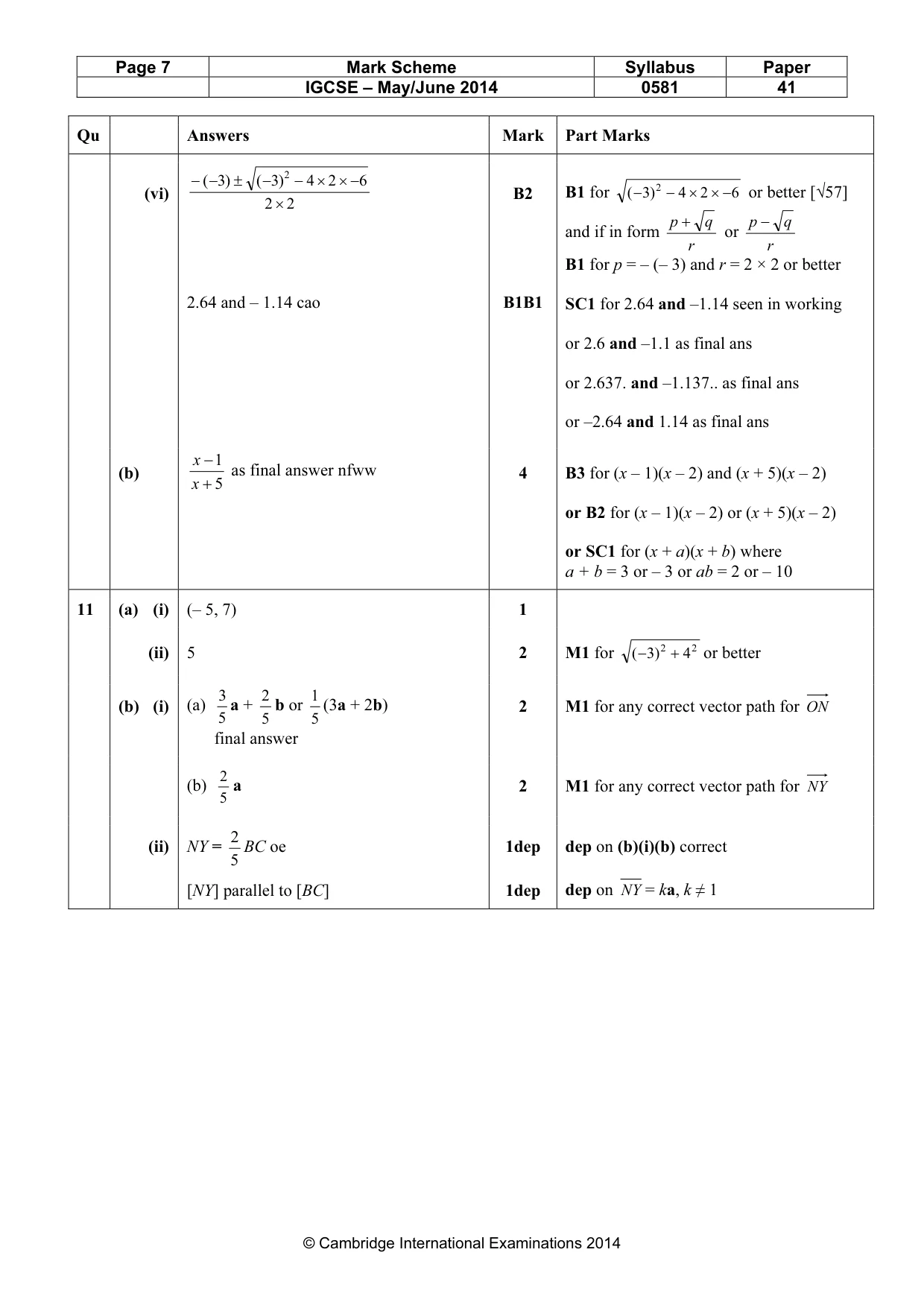 Mark scheme, page 7 of 7