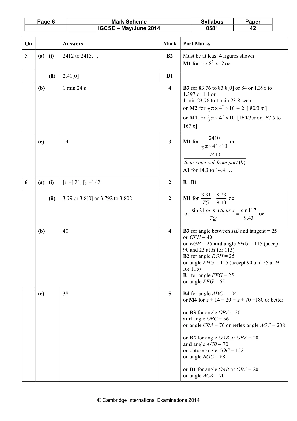 Mark scheme, page 6 of 10