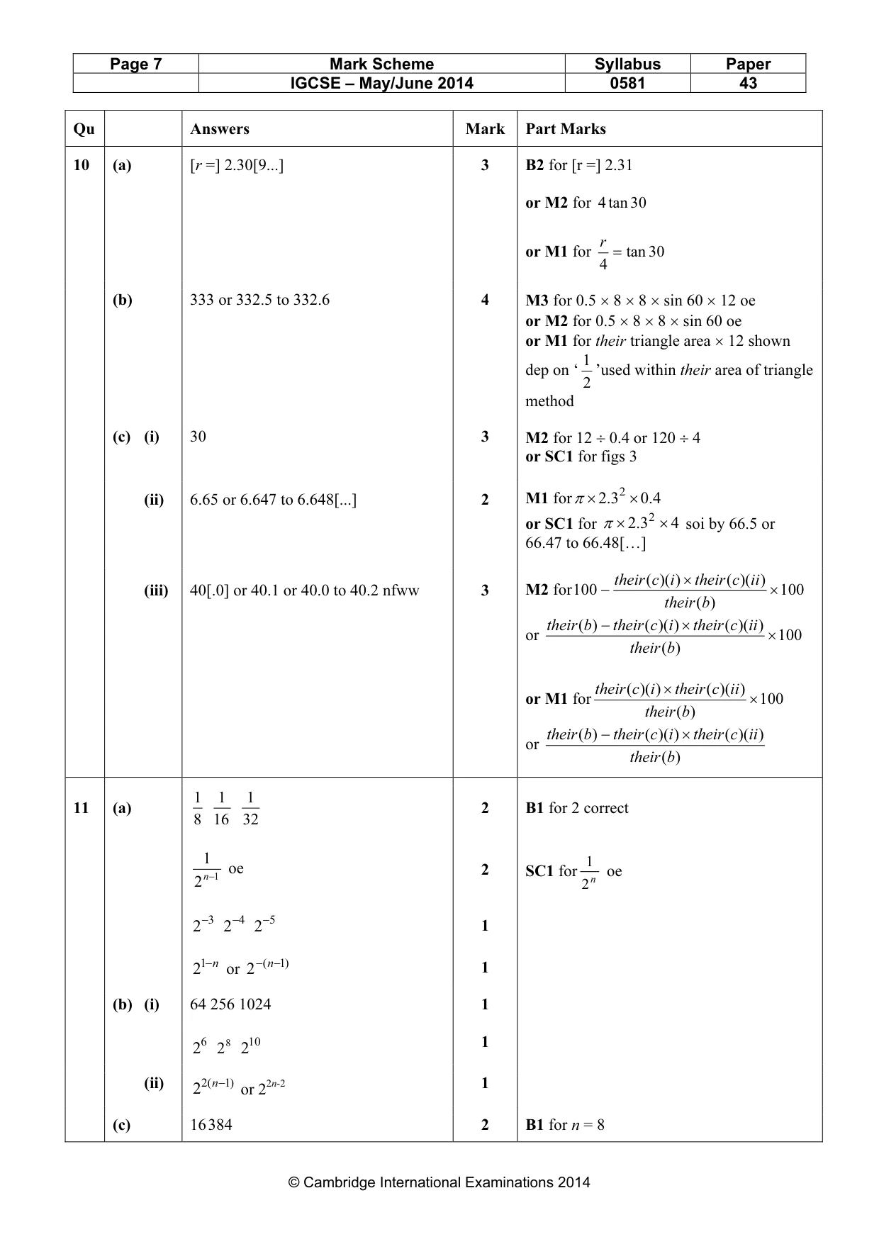 Mark scheme, page 7 of 7