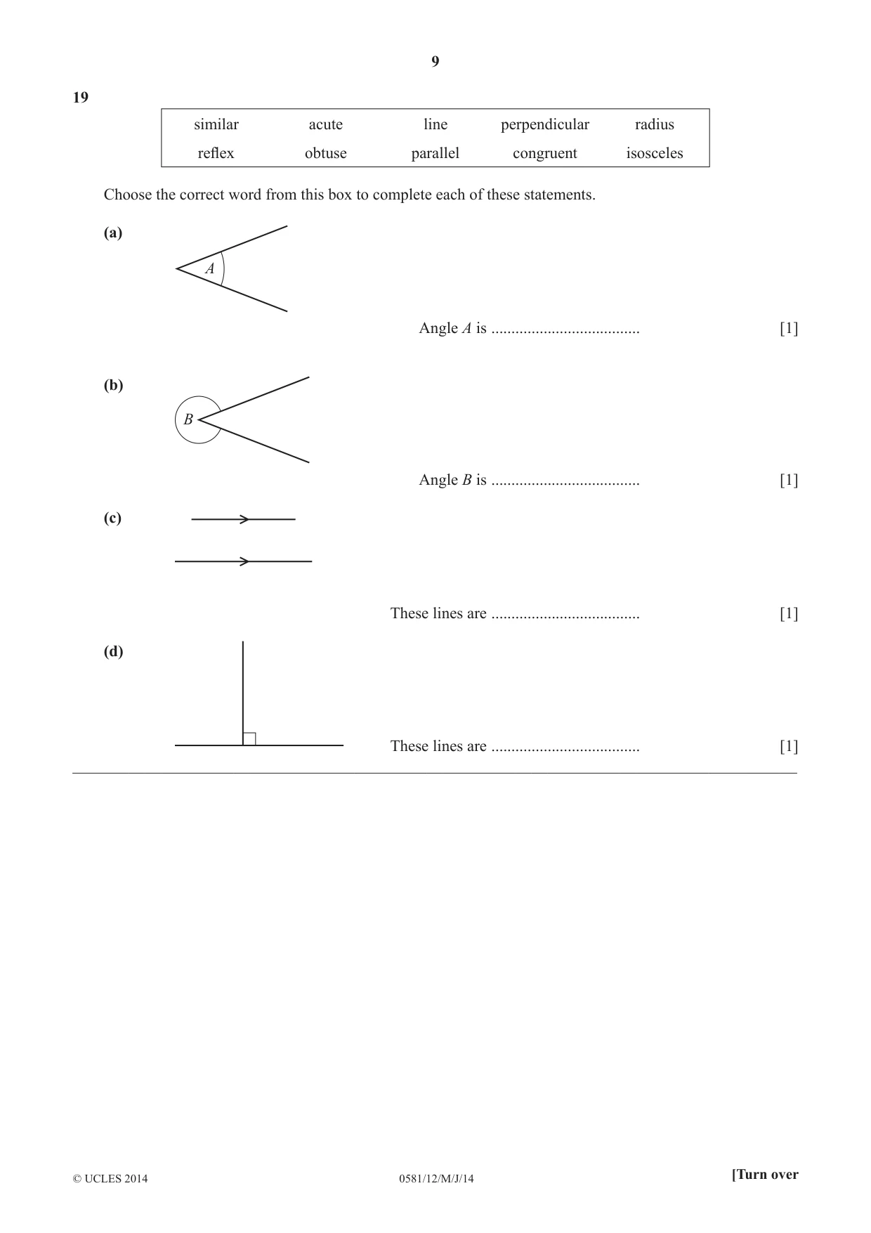 Cambridge IGCSE Mathematics (with coursework) 0581 2014 May/June Paper 1 · Variant 2 question paper, page 9 of 12