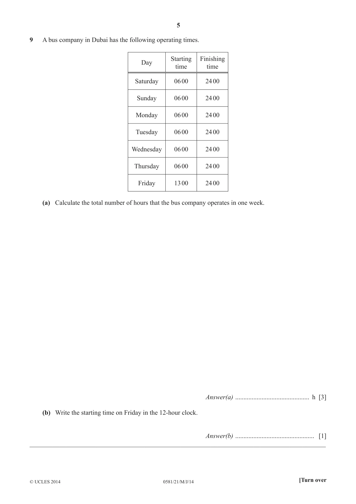 Cambridge IGCSE Mathematics (with coursework) 0581 2014 May/June Paper 2 · Variant 1 question paper, page 5 of 12