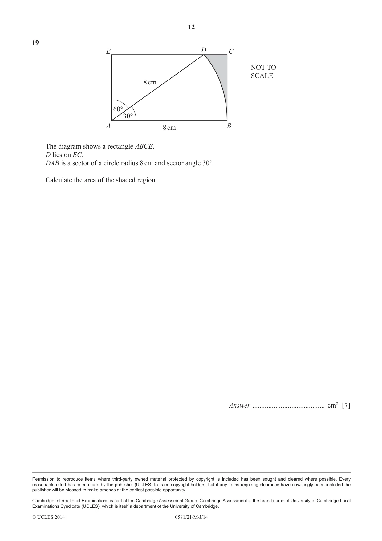 Cambridge IGCSE Mathematics (with coursework) 0581 2014 May/June Paper 2 · Variant 1 question paper, page 12 of 12
