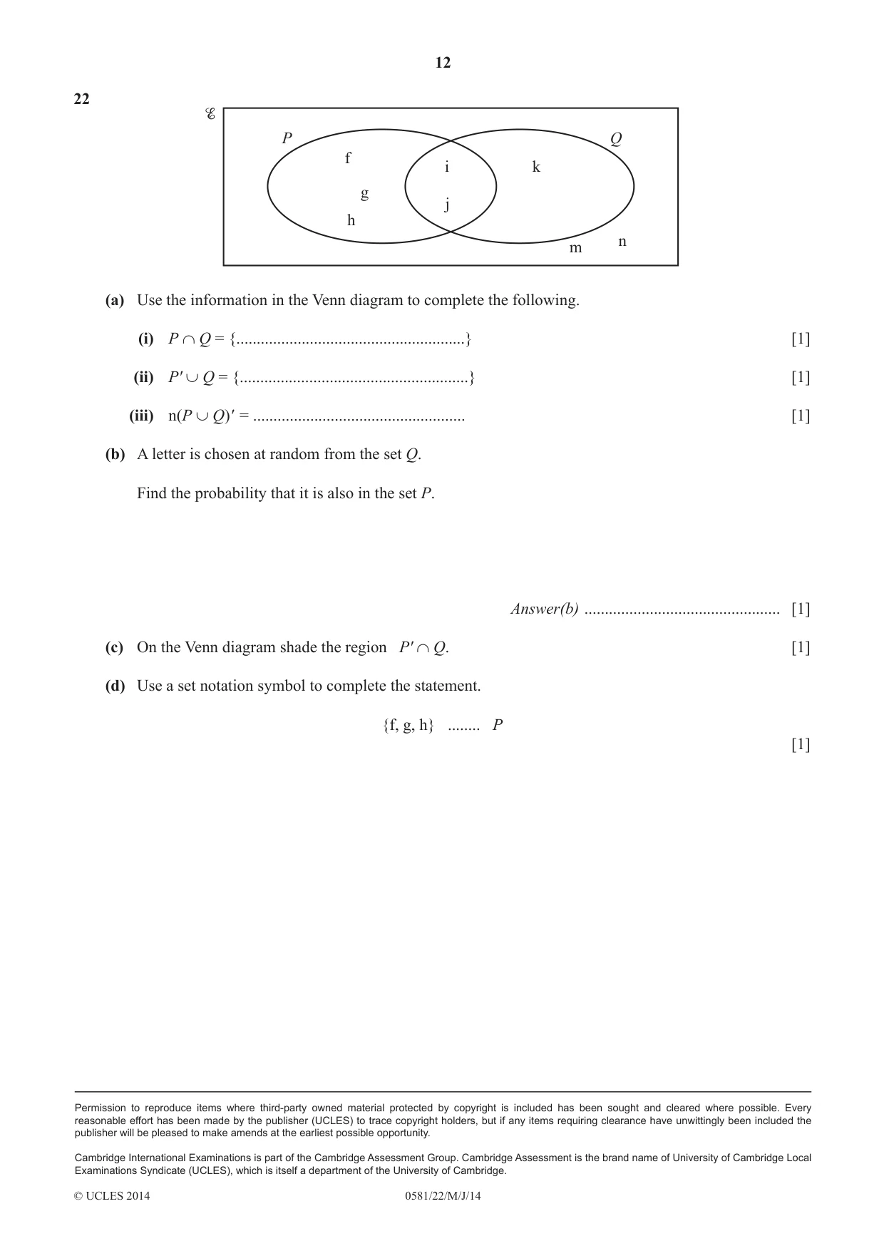 Cambridge IGCSE Mathematics (with coursework) 0581 2014 May/June Paper 2 · Variant 2 question paper, page 12 of 12
