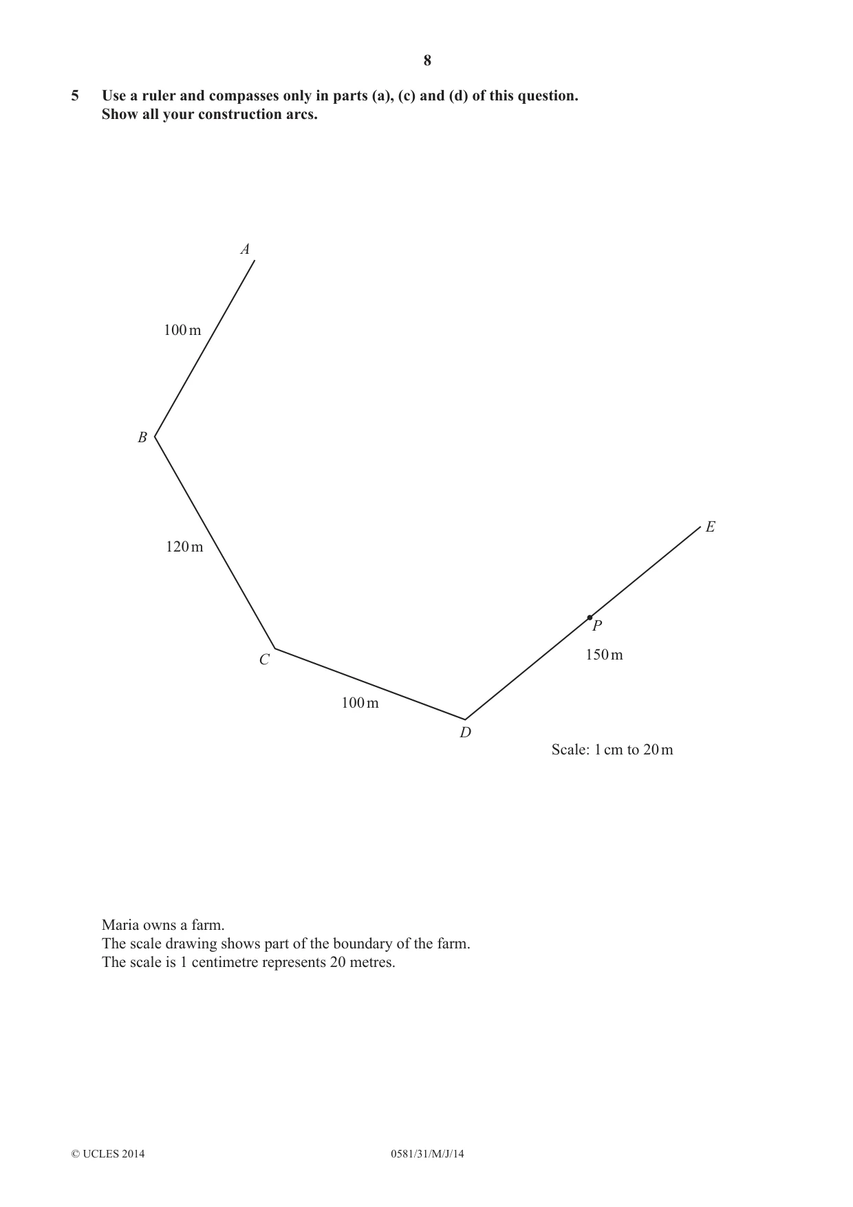Cambridge IGCSE Mathematics (with coursework) 0581 2014 May/June Paper 3 · Variant 1 question paper, page 8 of 16