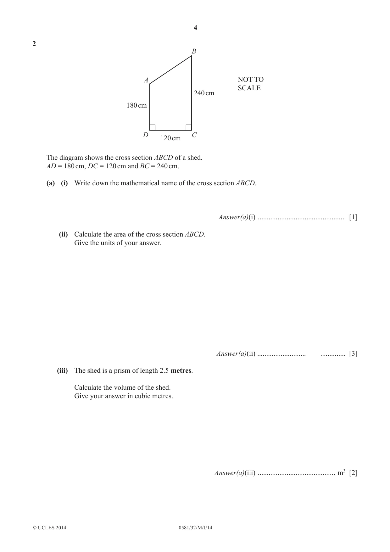 Cambridge IGCSE Mathematics (with coursework) 0581 2014 May/June Paper 3 · Variant 2 question paper, page 4 of 16