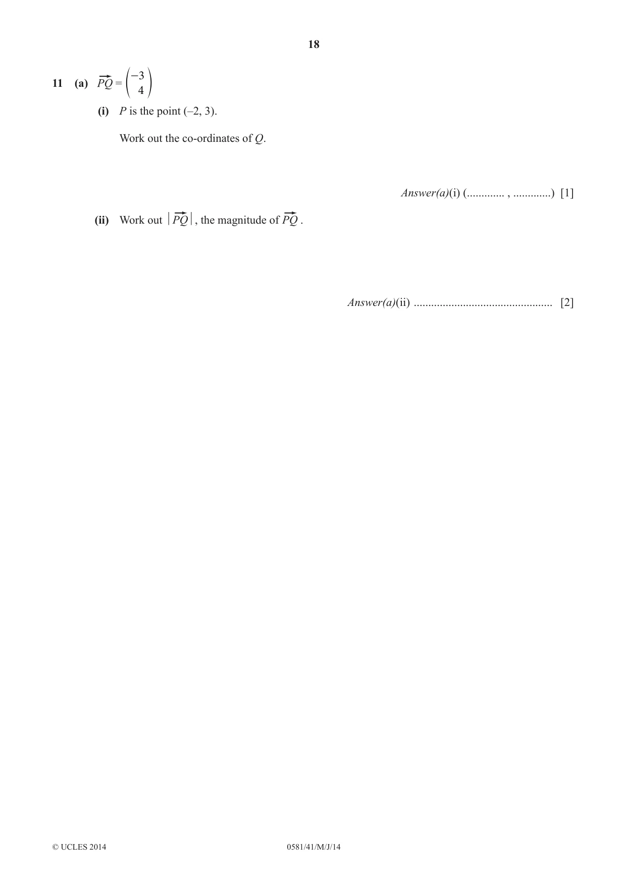 Cambridge IGCSE Mathematics (with coursework) 0581 2014 May/June Paper 4 · Variant 1 question paper, page 18 of 20