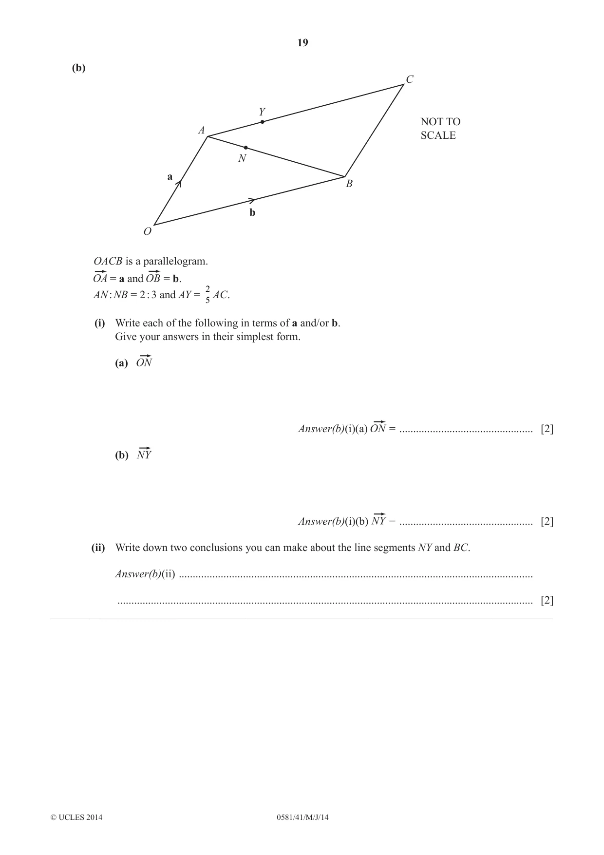 Cambridge IGCSE Mathematics (with coursework) 0581 2014 May/June Paper 4 · Variant 1 question paper, page 19 of 20